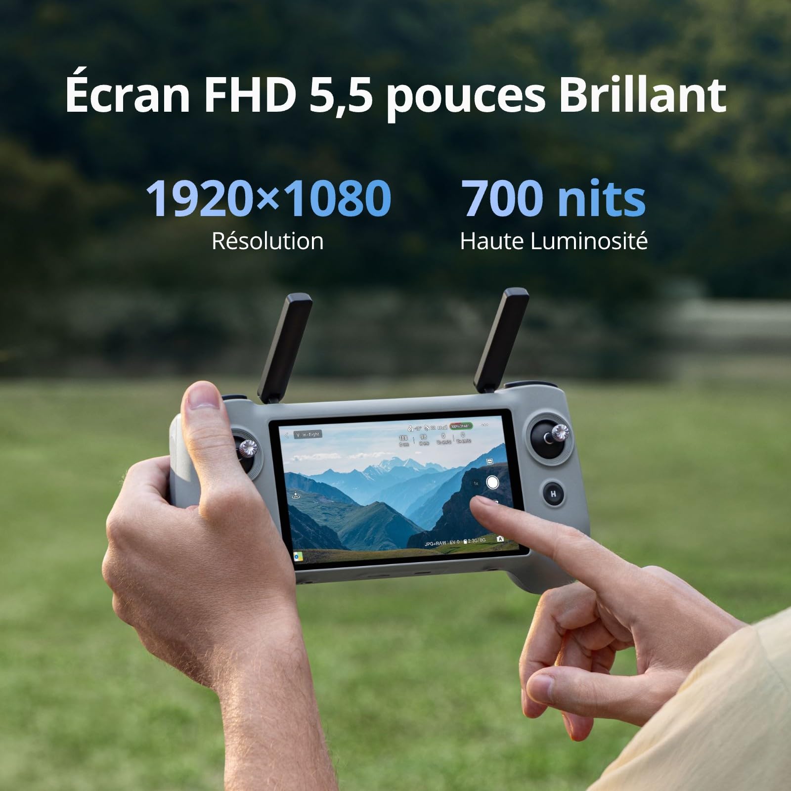 Potensic PTD 1 Télécommande avec Écran Tactile HD 5,5" Intégré, Transmission 10 km, Autonomie 3h, Mémoire 32 Go, pour Drone Atom 2
