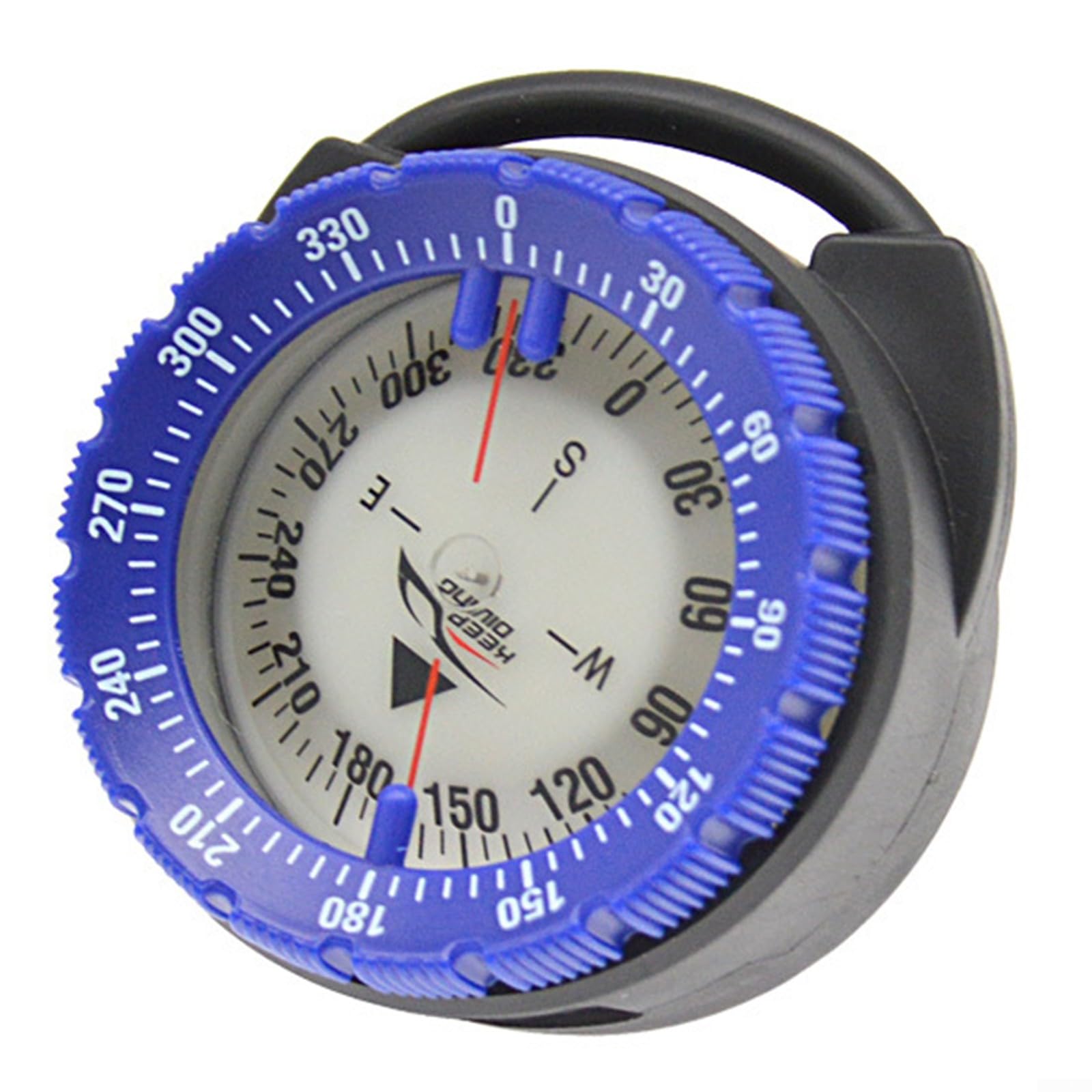 Boussole de plongée magnétique puissante de 50 m, boussole de plongée, tube de serrage sous l'eau LuminousCompass avec aiguille latérale porte-clip