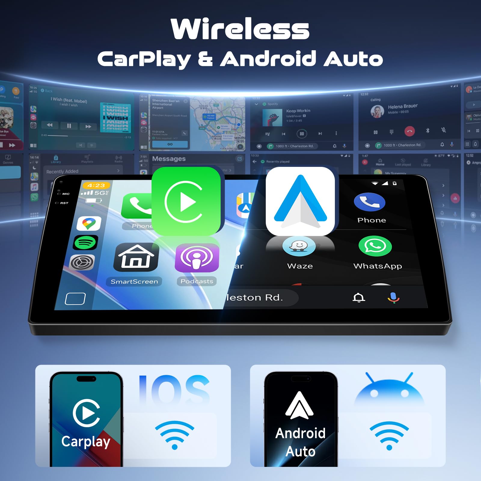 Autoradio 4+64G pour Citroën C4 (2004-2010), Android 15 stéréo de Voiture avec écran Tactile in-Cell 9 Pouces 720 * 1280P, Compatible CarPlay et Android Auto, FM, Bluetooth, WiFi