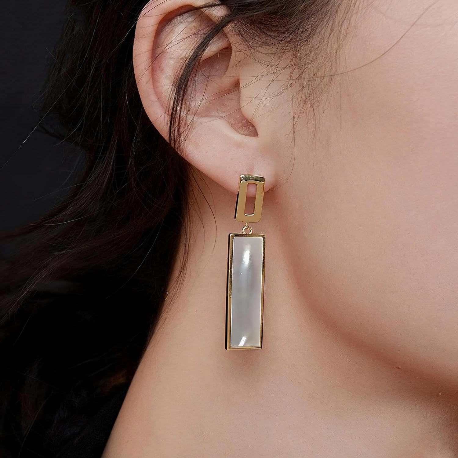 Coiris Clip on Dangle Earrings for women Colorful Rectangle Geometric Resin Dangle Boho Hypoallergenic Nonpierced Earrings for Sensitive Non-Pierced Ears - Image 3