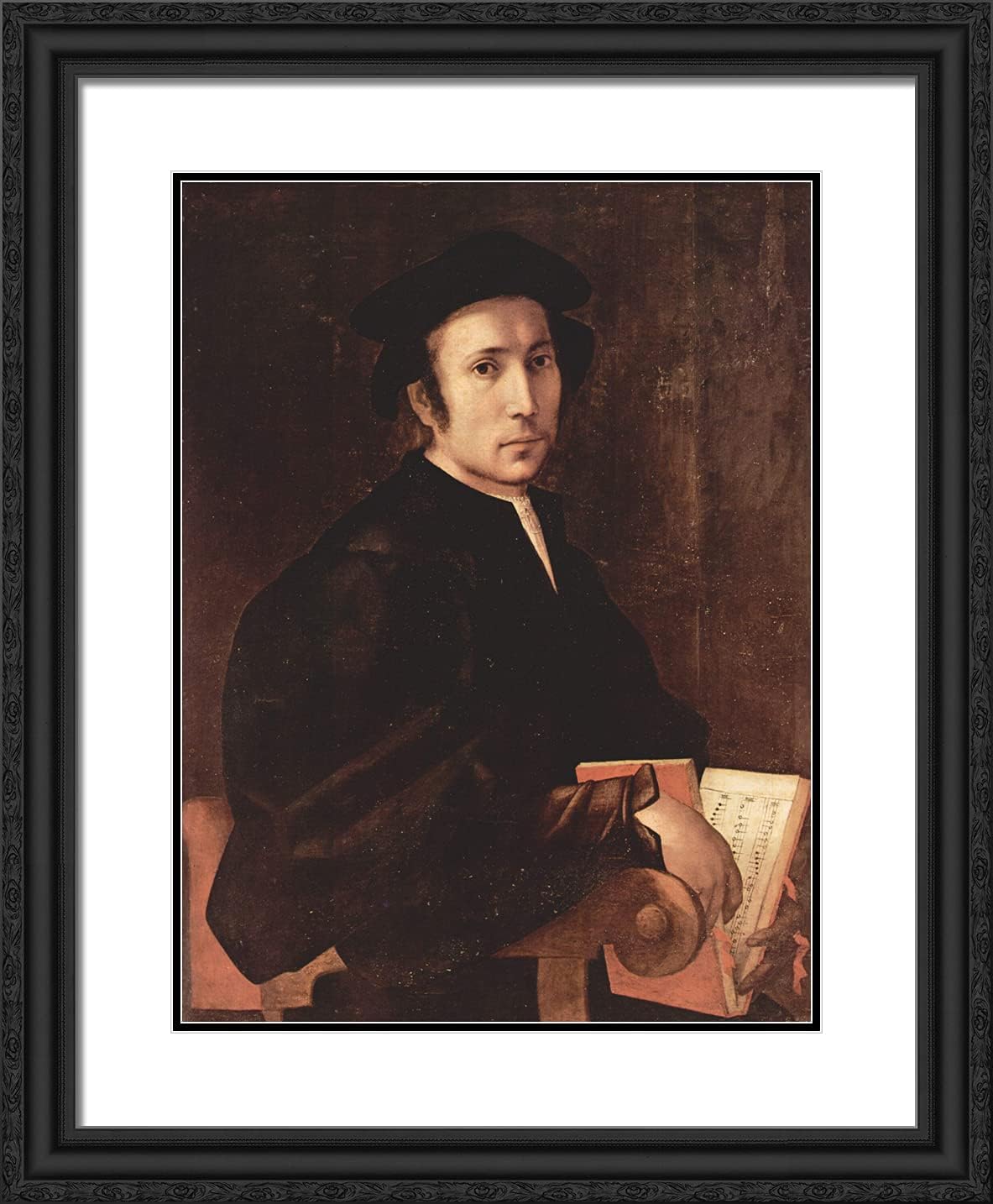 ArtDirect Pontormo, Jacopo 20x24 Gold Ornate Framed Art Print with Double Matting Titled: Portrait of a Musician