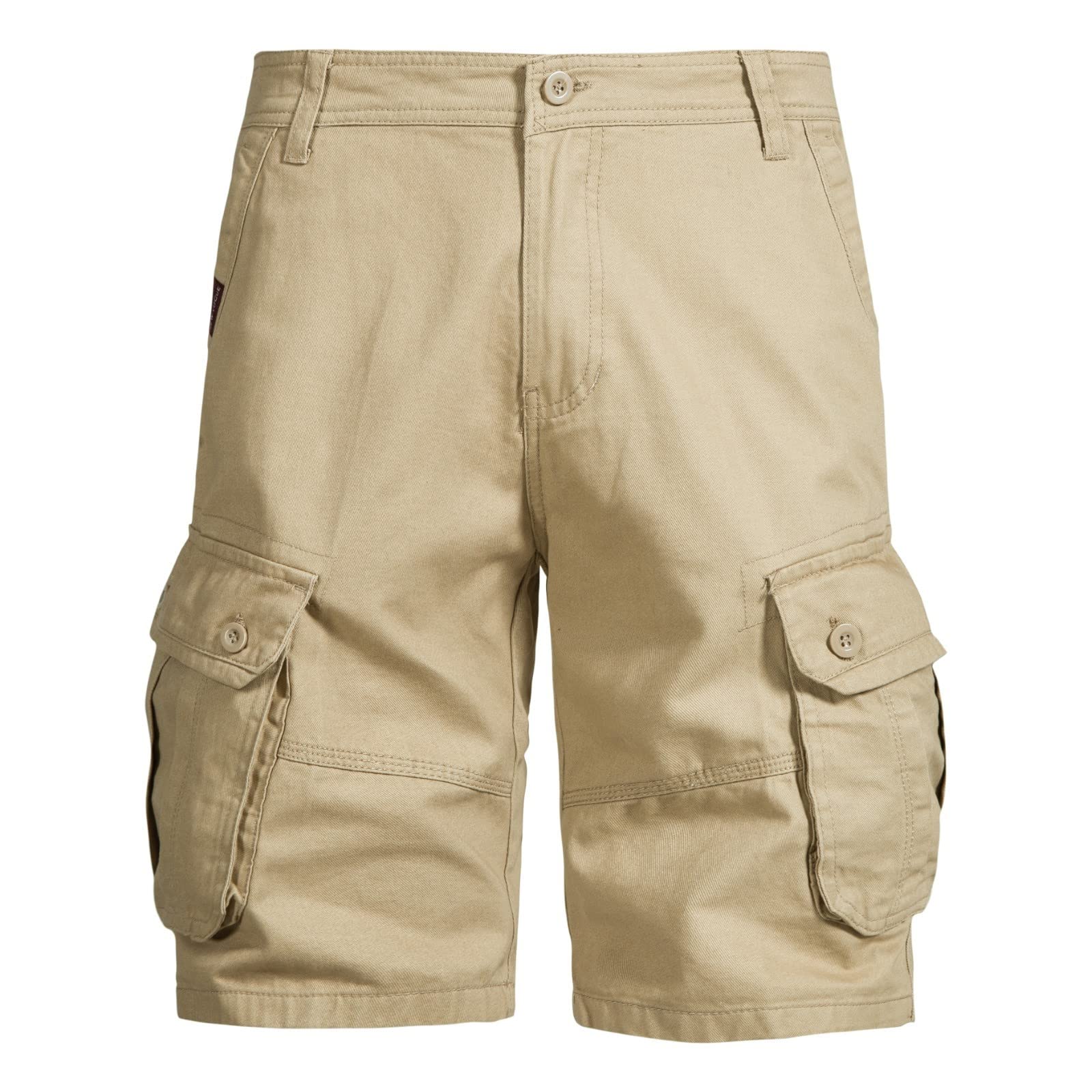 Short cargo d'été pour homme, couleur unie, braguette zippée, grande taille, taille élastique, poches latérales, short en coton confortable pour une tenue décontractée et de plage