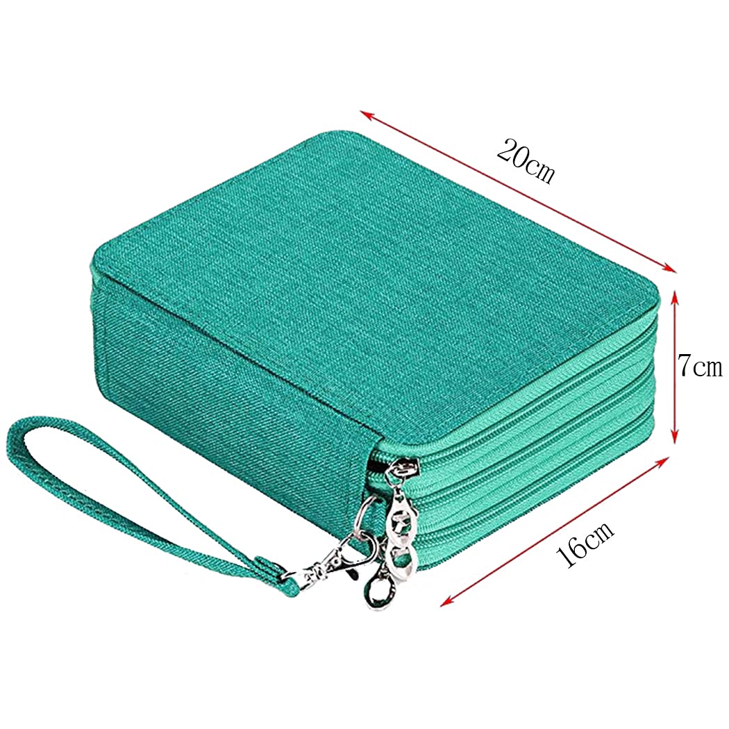 Gullor Large Capacity 3 Layers Pencil Bag Pencil Holder Organizer, 78 Slots for Colored Pencils Green - Image 3