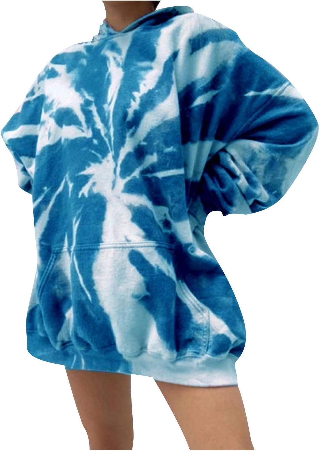 EMIKI Women's Tie Dye Hoodie Long Sleeve Colorful Hooded Tops Pullover Sweatshirt with Pocket