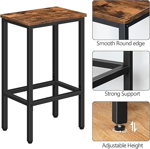 Miniatura 6 de Taburetes de bar, juego de 2 sillas de bar, taburetes de cocina con reposapiés, taburetes de comedor de 25.8 pulgadas, sillas de bar industriales
