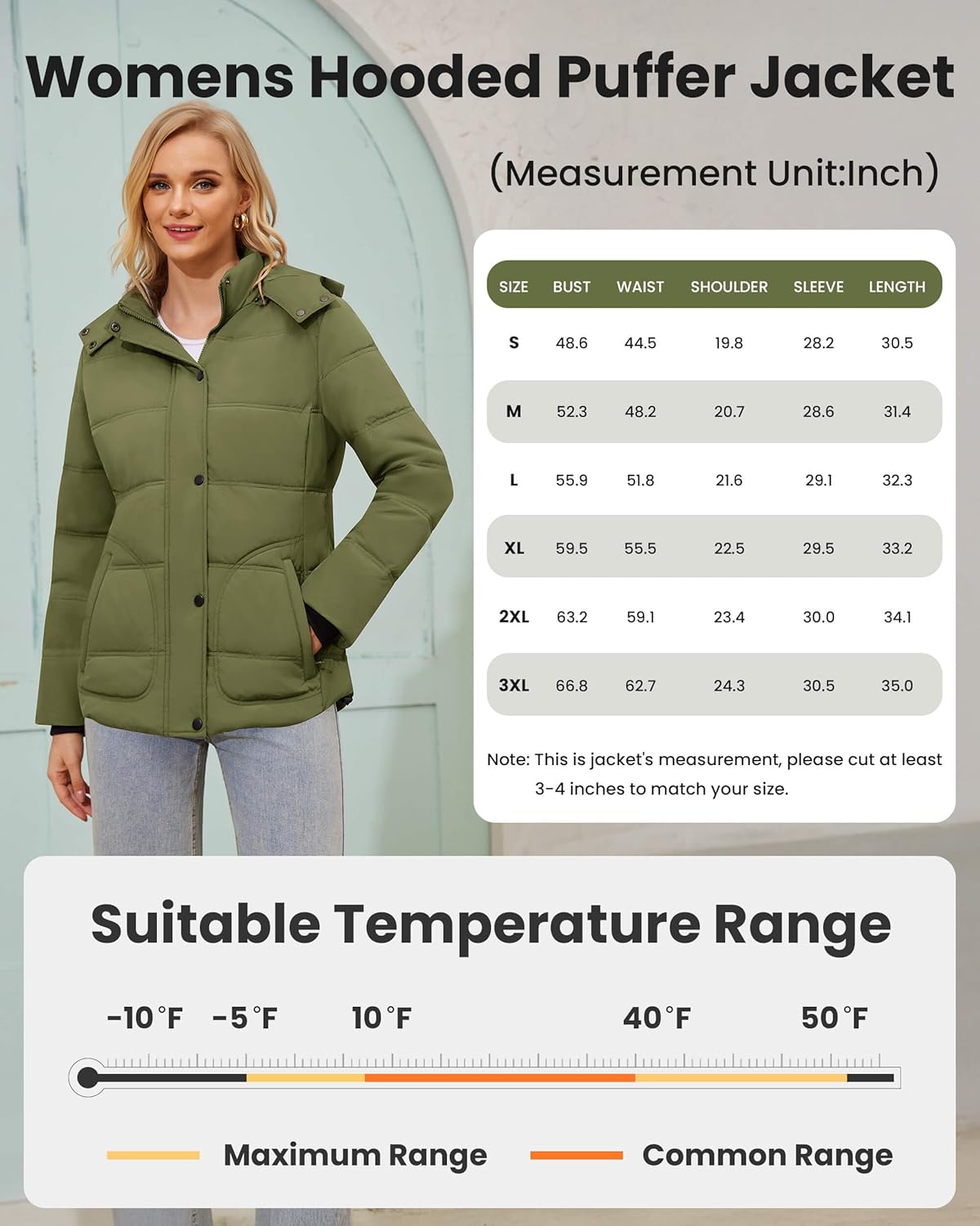 WULFUL Women's Winter Coats Lightweight Warm Thicken Puffer Jacket Waterproof Quilted Winter Jackets with Removable Hood - Image 6
