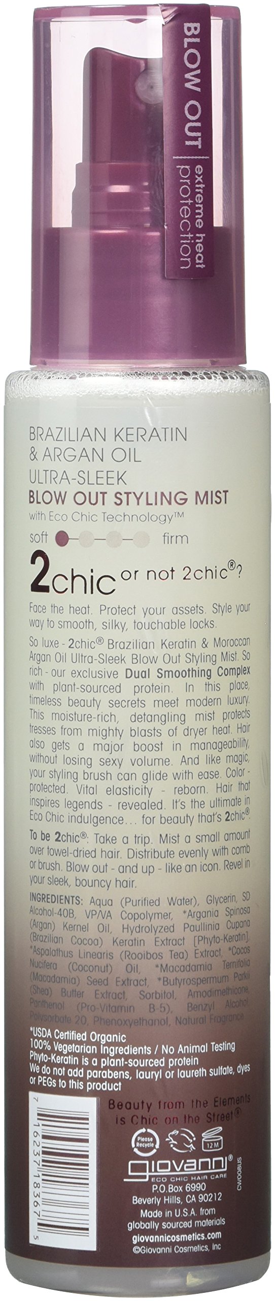 Giovanni 2chic Blow Out Styling Mist, 4 Ounce -- 1 each.
