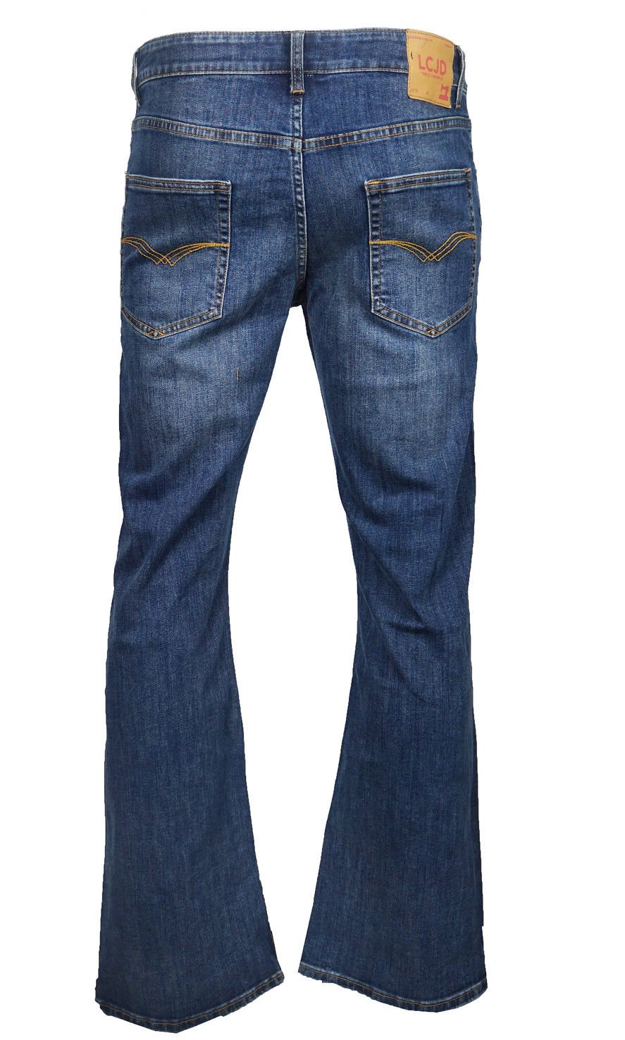 Lcjd Men's Acid Wash Mid Blue Lcj Denim Flare Stretch Indie Jeans 70S Acid Bell Bottoms Lc16 (36W 34L)