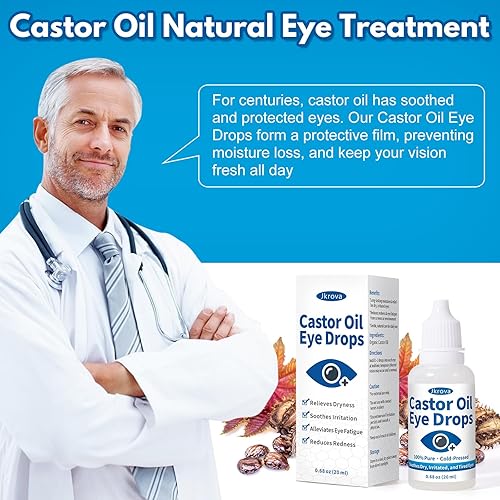 Miniatura 3 de Gotas de aceite de ricino natural, hidratación profunda y alivio calmante para ojos secos, irritados, con picazón y cansados, aceite de ricino 100%