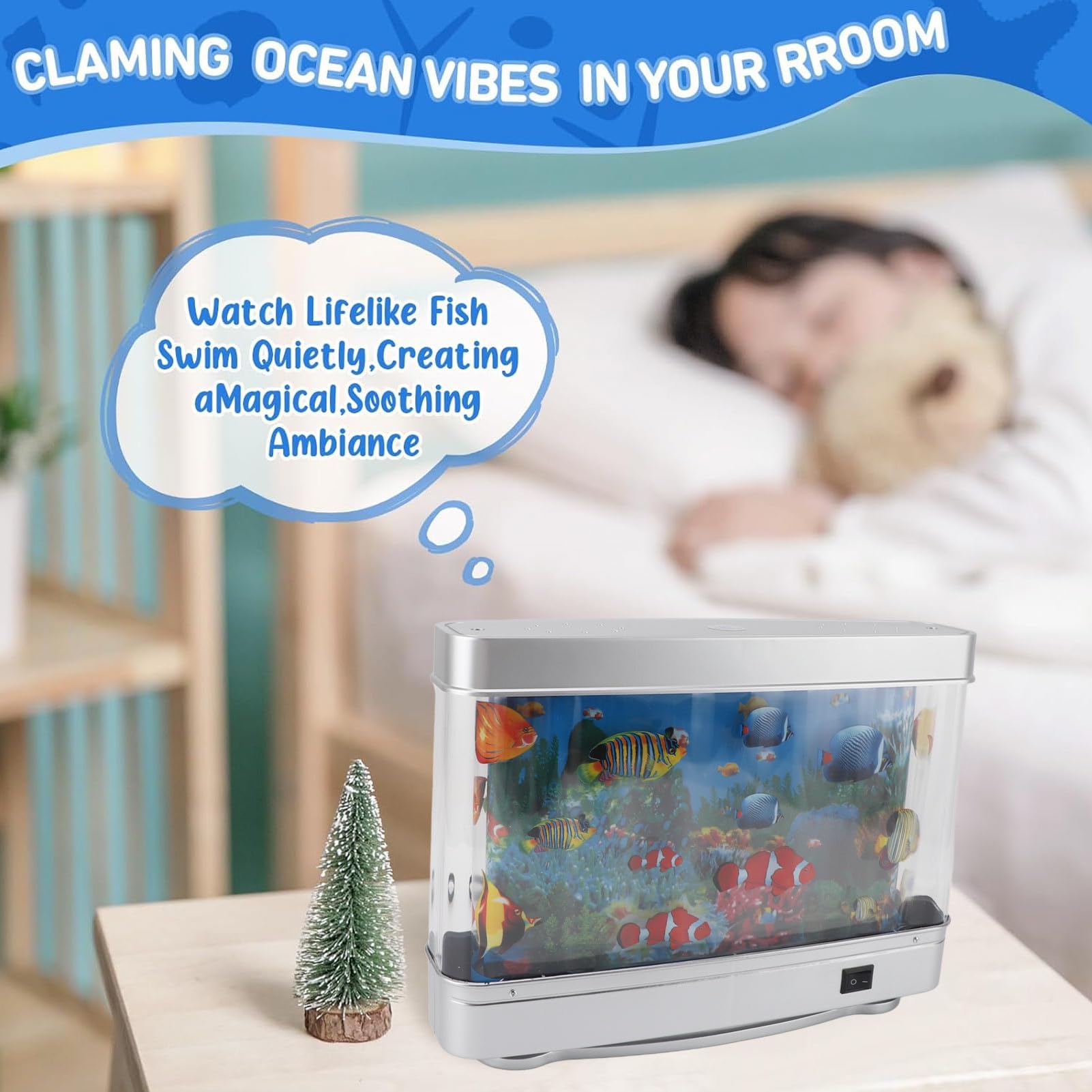 ciciglow Künstliches Aquarium, Dekorative Lampe mit Weißem Licht und Tastensteuerung für Kinder