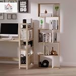 Bibliothèque géométrique HOMCOM à 5 niveaux, étagère en forme de S, unité d'affichage moderne autonome pour bureau à domicile, salon, chambre, naturel et blanc