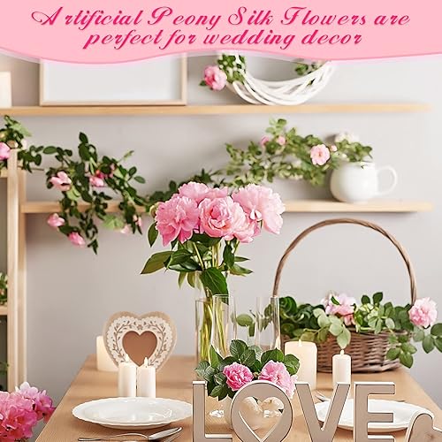 Miniatura 4 de 8 paquetes de flores artificiales de peonía de seda, ramo de peonías de seda, vintage, boda, hogar, mesa, puerta, ramo de rosas reutilizable para