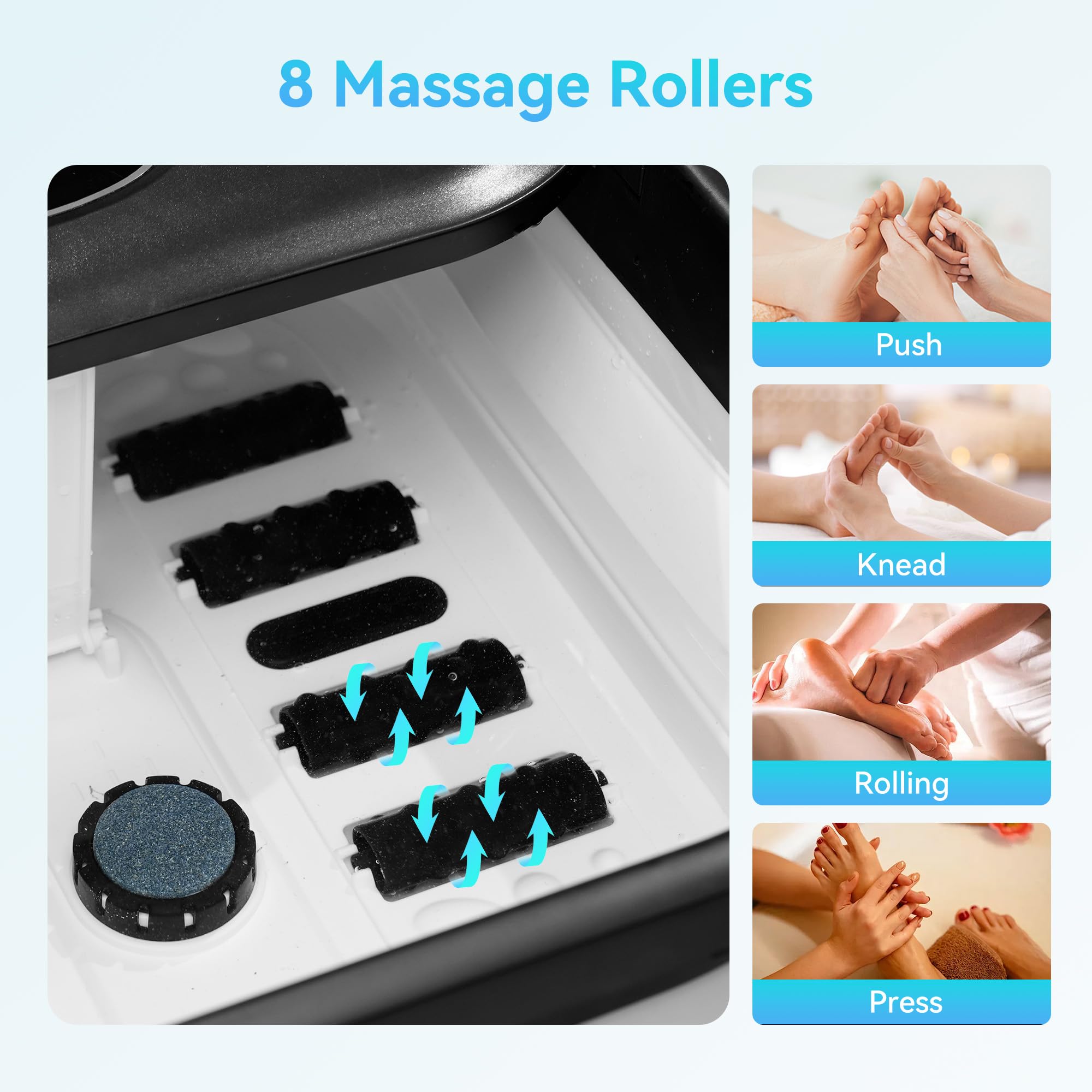 CuPiLo Masajeador de baño de spa de pies con calor, masajeador de pies plegable, bañera de spa con burbujas, piedra pómez y rodillos de masaje Shiatsu, spa de pies de pedicura para relajación, regalos