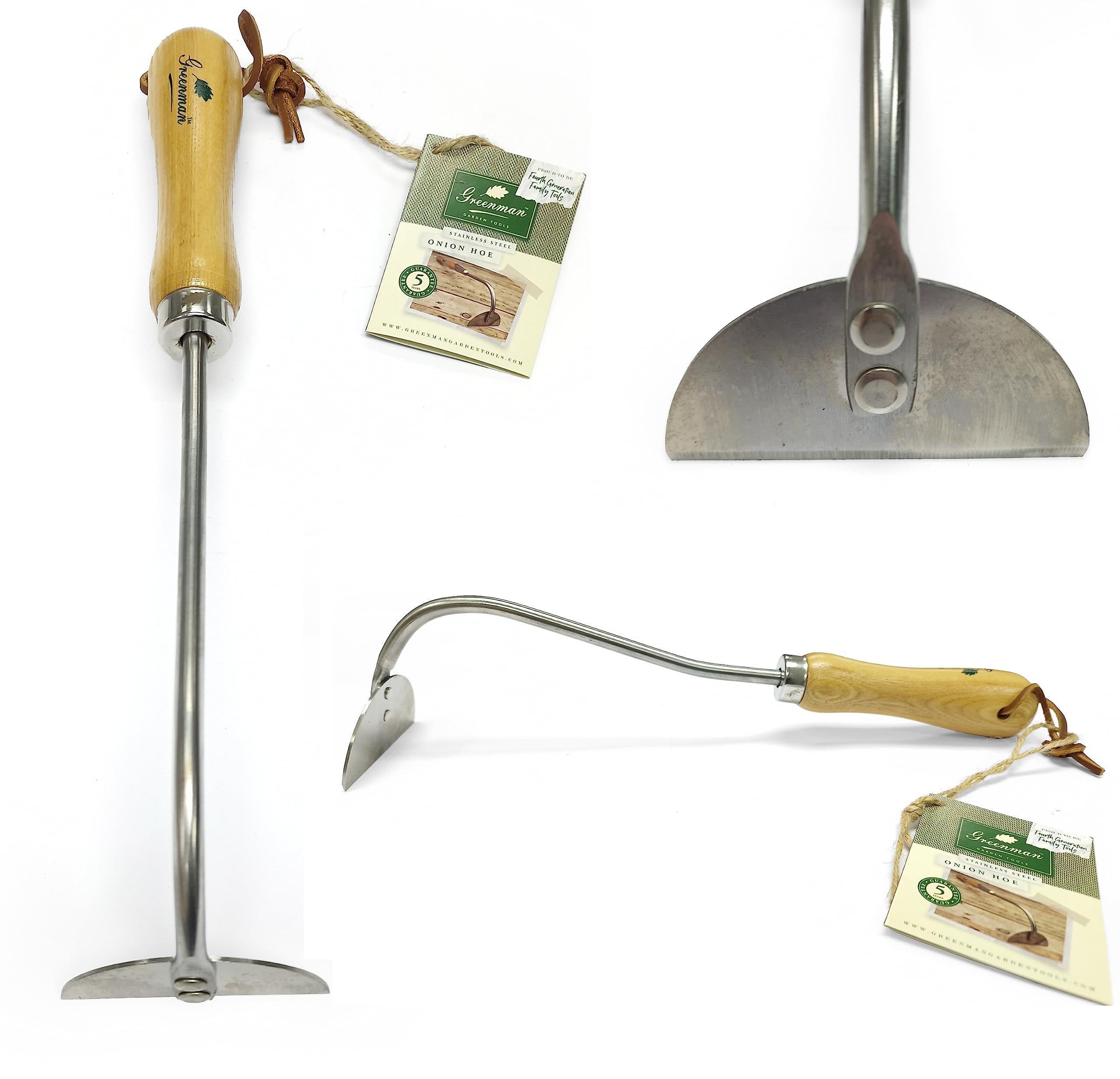 Greenman Traditional Onion Hoe Ash Handled Stainless Steel 35cm (14") x 8cm (4")