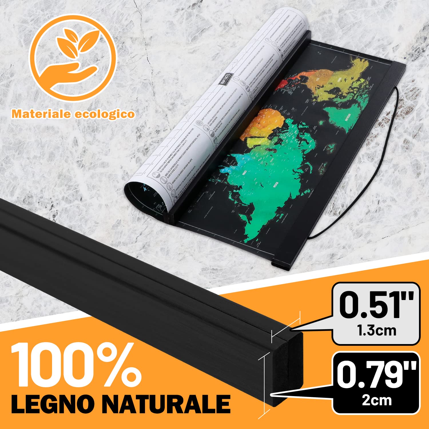 Ywlake Cornici per Poster C0, Ganci per Cornice per Poster in Legno e Legno Chiaro magnetici Kit da Appendere per Stampe artistiche su Tela (90cm, Nero)