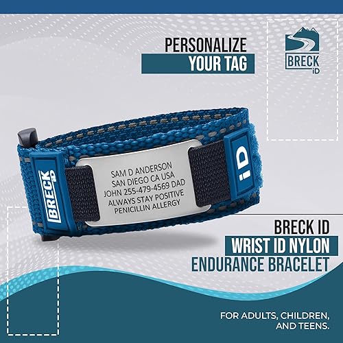 Miniatura 8 de BRECK iD NYLON - Pulsera de alerta médica para hombres y mujeres, pulseras de nailon elásticas y cómodas para identificación, emergencia e