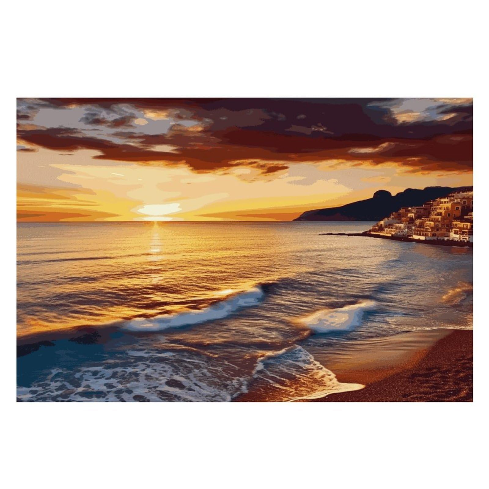 Seaside Sunset Placemats Wipeable Heat Resistant Table Mats Washable Flax Place Mats Elegant Cloth Non-Slip Placemat for Kitchen Dinning Party Table Decor 12 * 18 in