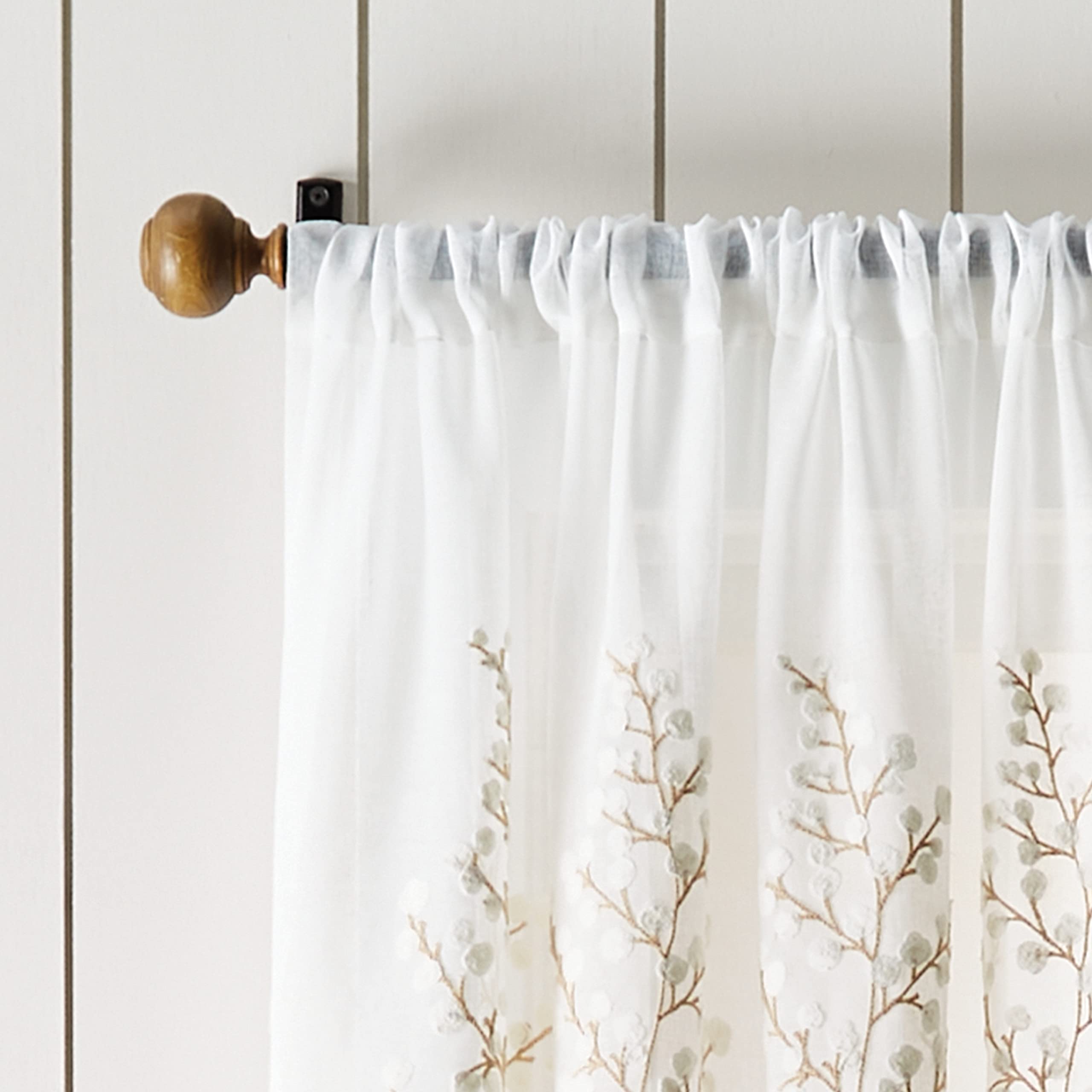 Martha Stewart Paire de Rideaux Transparents brodés Georgia - 241,3 cm - Ivoire