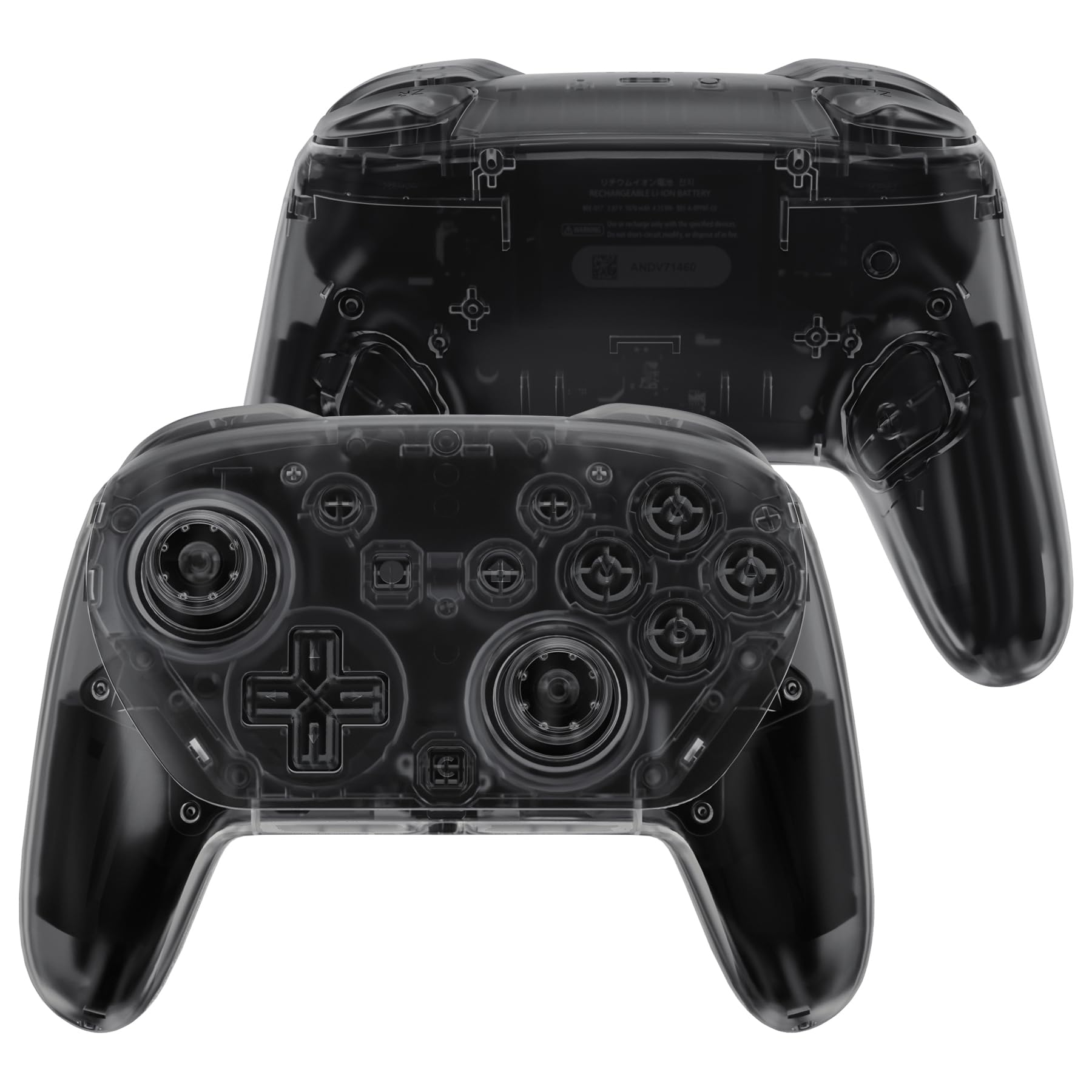 eXtremeRate DIY-Ersatz Case & Buttons Set für Switch 2 Pro Controller, Custom Front Hülle/Rückgehäuse/Joysticks/Tasten Zubehör für Nintendo Switch 2 pro Controller-Transparent Schwarz