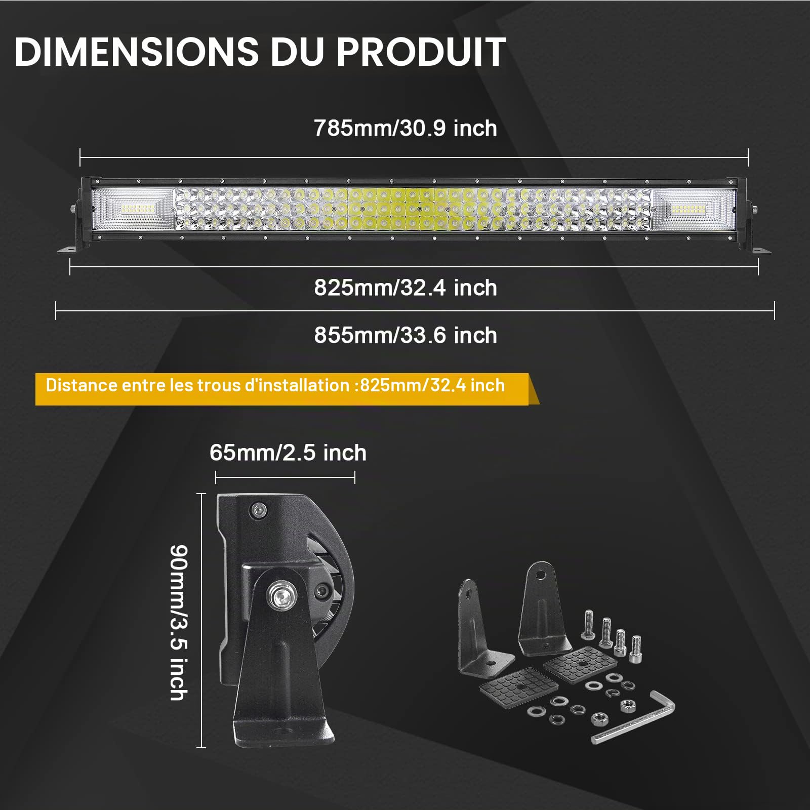 Willpower Rampe LED 81cm 405W Barre LED 12V 24V pour 4x4 Voiture Quad