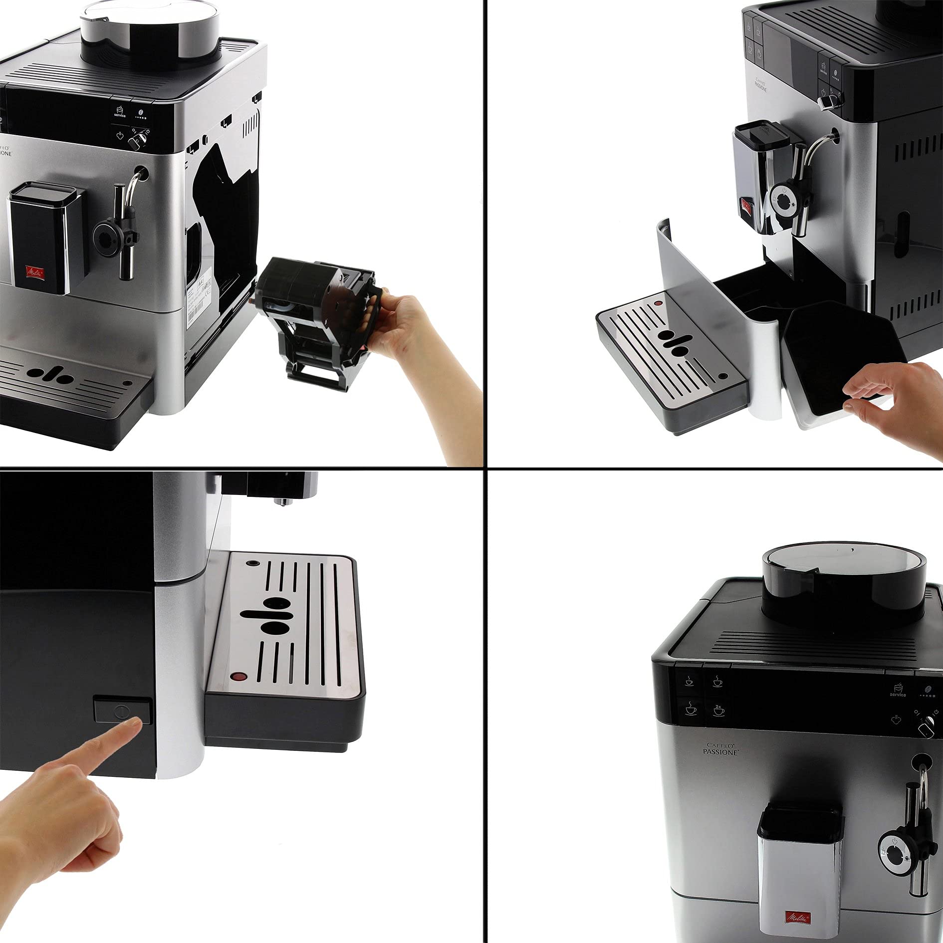 Melitta Passione F530-101, Kaffeemaschine mit Mühle, Kaffeebohnen, Milchsystem, automatische Reinigung, personalisierbar, 15 bar, Silber (generalüberholt)