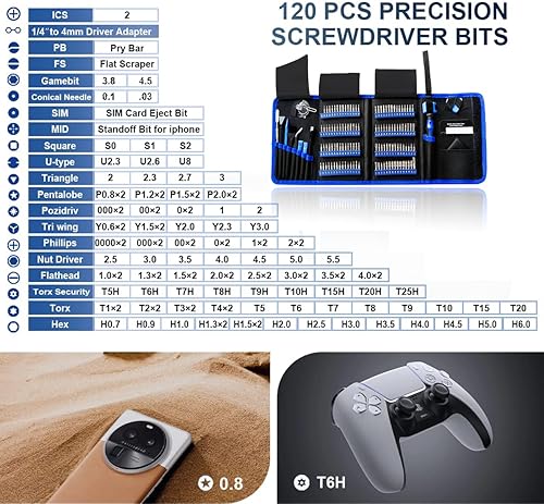 Miniatura 2 de Herramienta de reparación electrónica 142 en 1 con 120 brocas magnéticas, herramienta de reparación profesional de computadora portátil, kit de