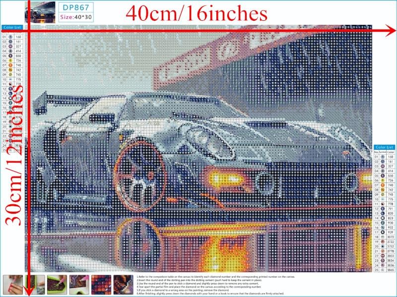 Miniatura 4 de NIHO-JIUMA Kit de pintura de diamantes para automóvil deportivo de día lluvioso, bricolaje 5D, regalo de arte de diamante para adultosadolescentes,
