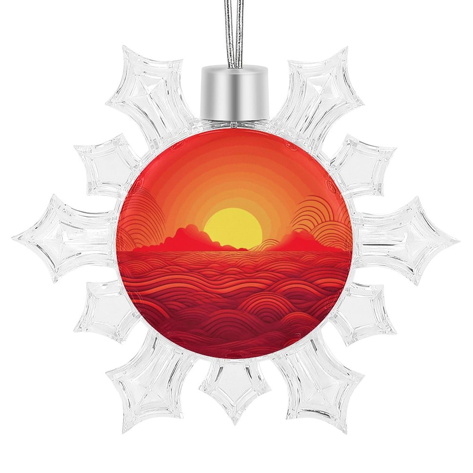Red Sunrise Snowflake Ornaments Cute Snowflake Pendant Exquisite Christmas Tree Ornaments for Christmas Weddings New Year Birthday Holiday Celebration