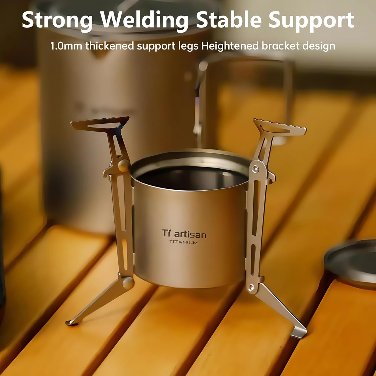 Titanium Alcohol Stove Ultralight Alcohol Burner Mini Spirit Cooker with Foldable Stands Brackets and Cover For Camping Backpacking Hiking Survival