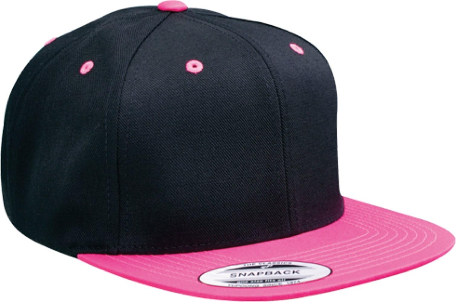 Yupoong Wool Blend Snapback Two-tone Cap 6098mt (Black,neon Pink)