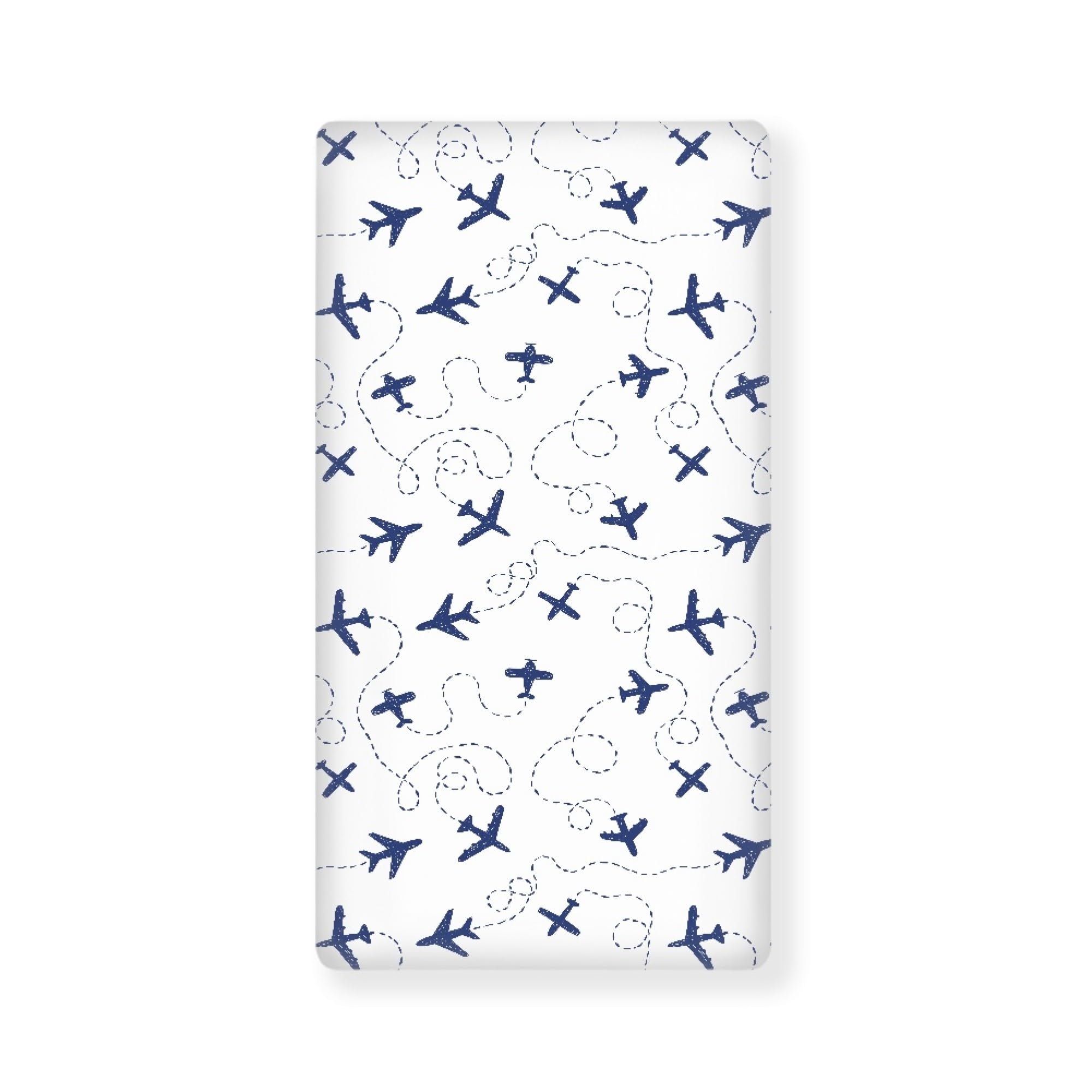 QINBEIDU Blue Airplanes Fitted Crib Sheet Air Plane Transportation Sky White Standard Crib Mattress Fitted Sheet Baby Toddler Bed Mattress Sheets for