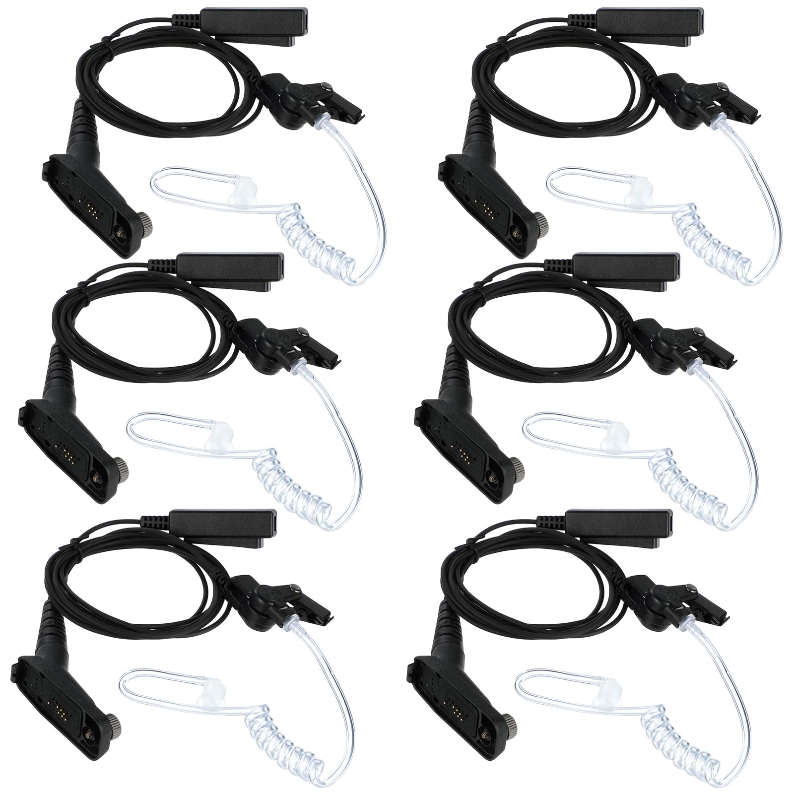 Kingdder 6 Pack Earpiece with Ptt Mic Compatible with Radios XIR P8668 P8268 GP338D APX 8000 XPR 7350e APX6000 APX7000 APX8000 XPR7550 XPR7550e Bulk