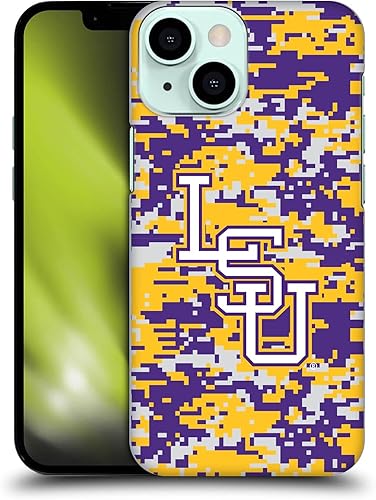 Head Case Designs Funda rígida con licencia oficial de la Universidad Estatal de Louisiana LSU de camuflaje digital compatible con Apple iPhone 13