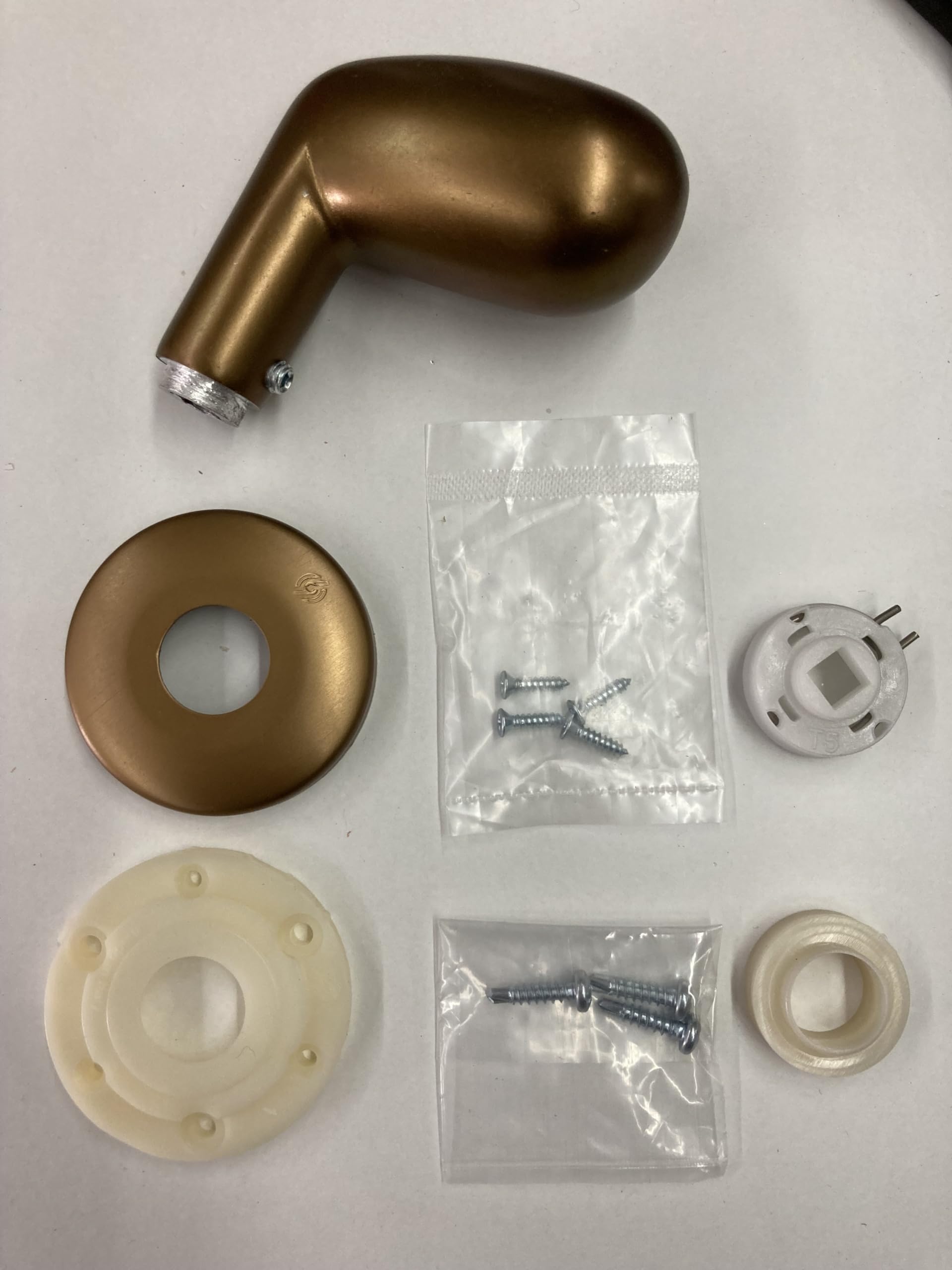 SECUREMME Mezza maniglia reversibile a forma di uovo con rosetta mm 55 - con foro per quadro 8 - il prodotto potete montarlo con o senza molla di ritorno (Alluminio bronzato F4)