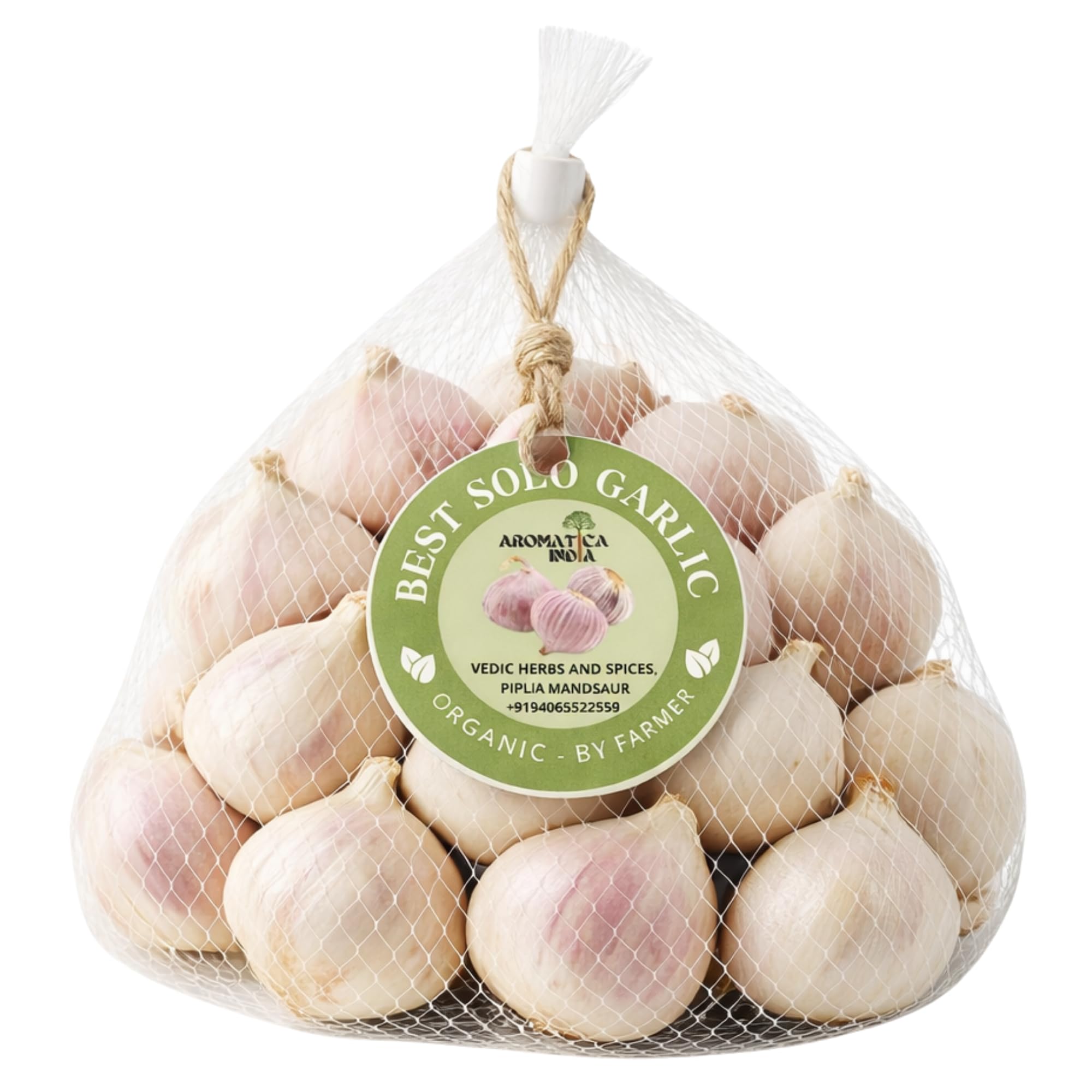 Aromatica India Single Clove Garlic 400gm (Ek Kali Lahsun) | Strong Aroma & Taste | Whole Solo Garlic