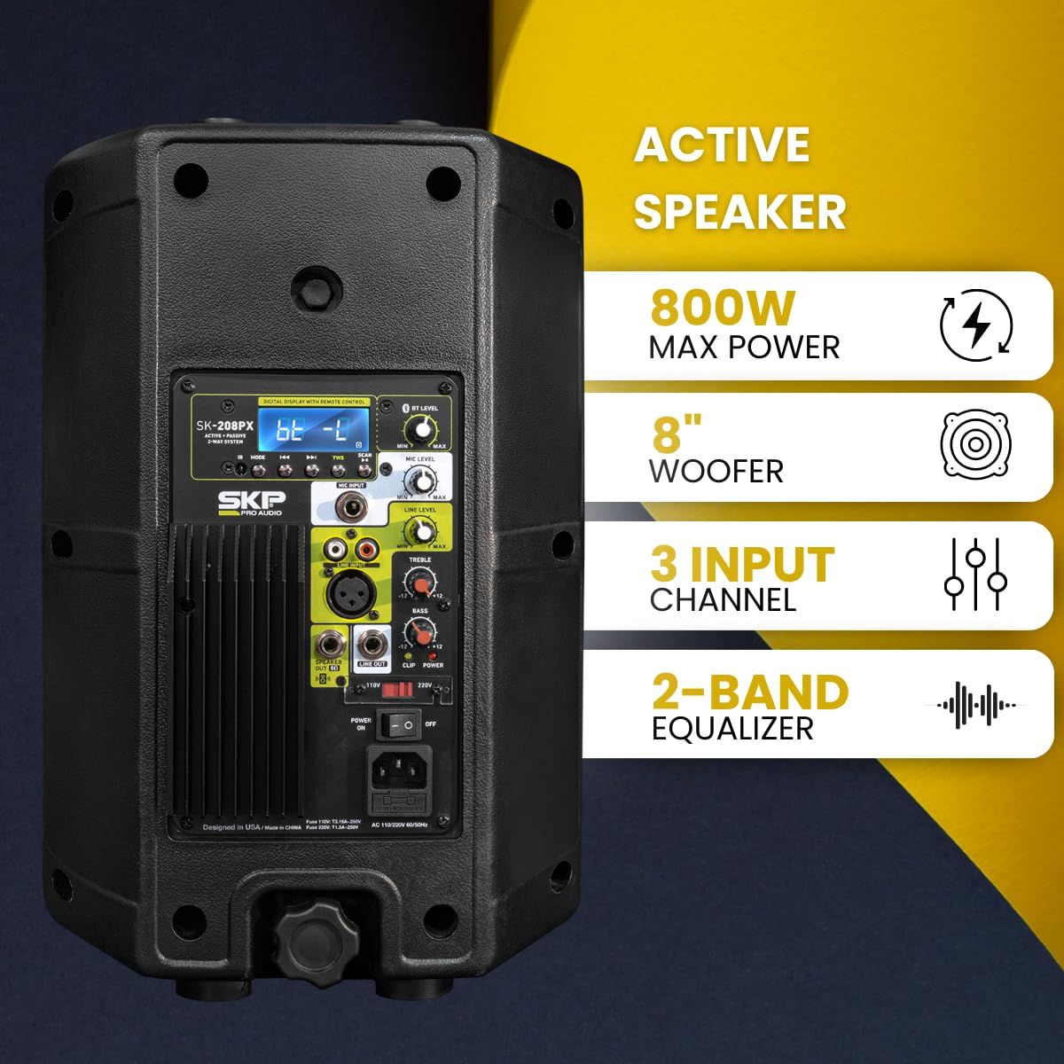 SKP SK-208PX Active + Passive 2-Way System - BT TWS Woofer 8