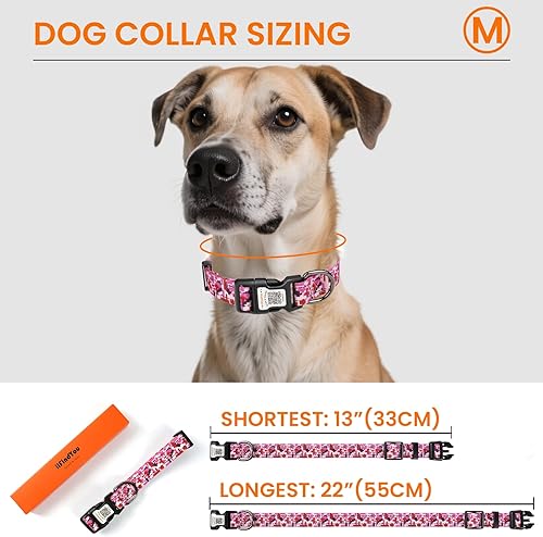 Miniatura 3 de Collares reflectantes para perros medianos, de nailon suave, camuflaje, color rojo rosa, talla M