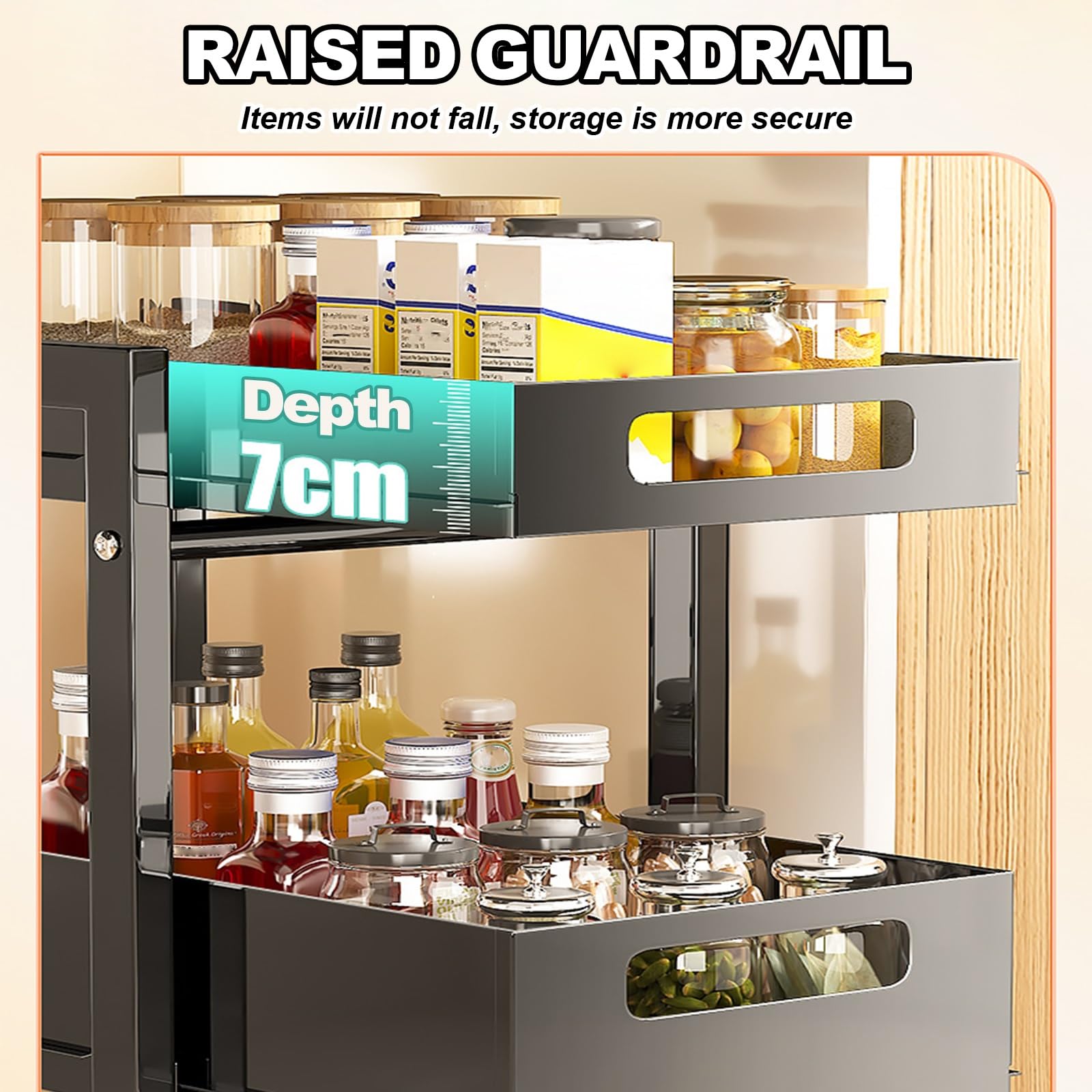 Scaffale sotto il lavello con cassetti, scaffale in metallo per organizer per spezie da cucina, pentole e padelle, soluzione salvaspazio per ripostiglio, ristorante, magazzino