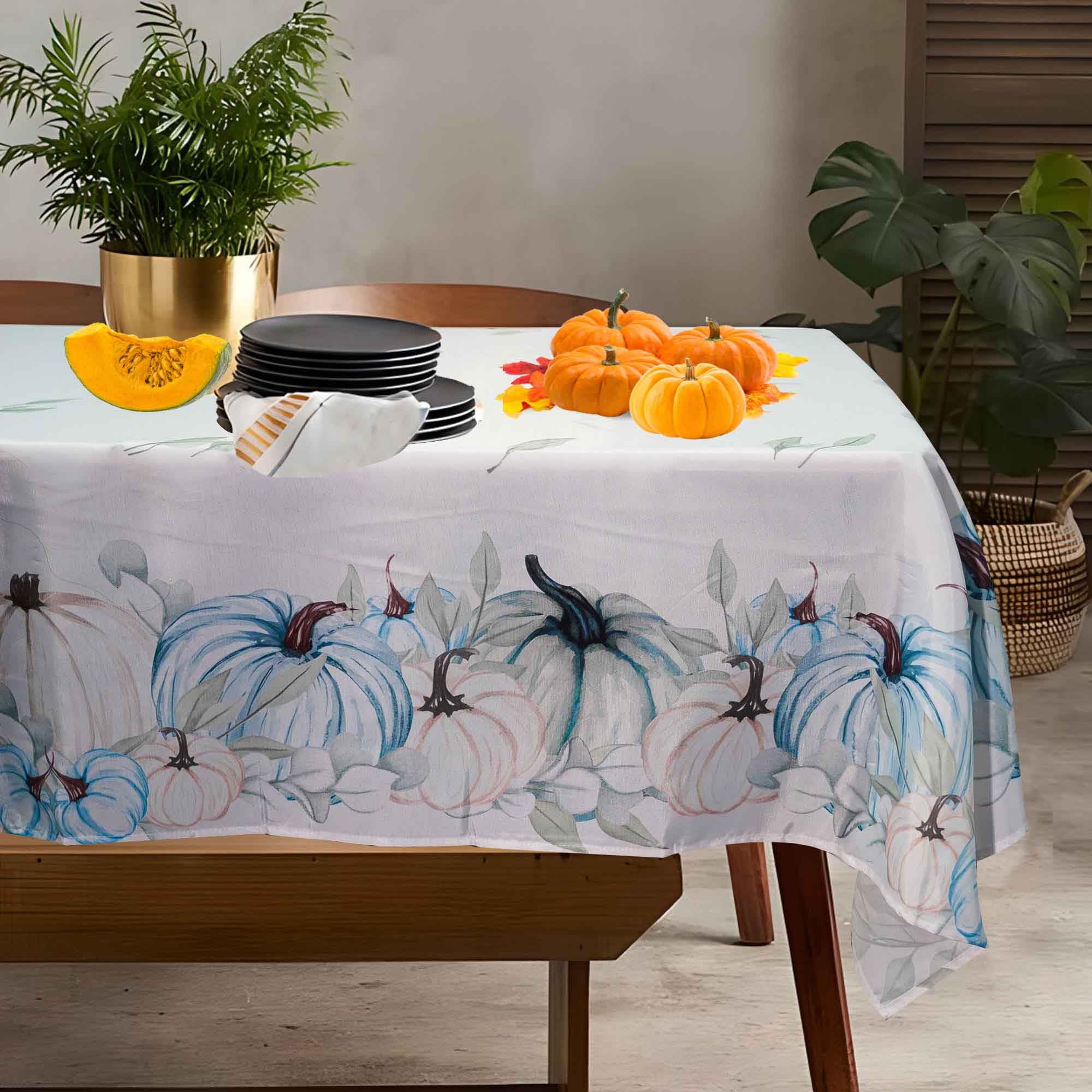 Fall Tablecloths for Rectangle Tables 60x84 Inches, Thanksgiving Table Cloth, Autumn Pumpkins Leaves Farmhouse Table Cloth for Harvest Party Holiday Dining Decor, Fall Decorations for Home