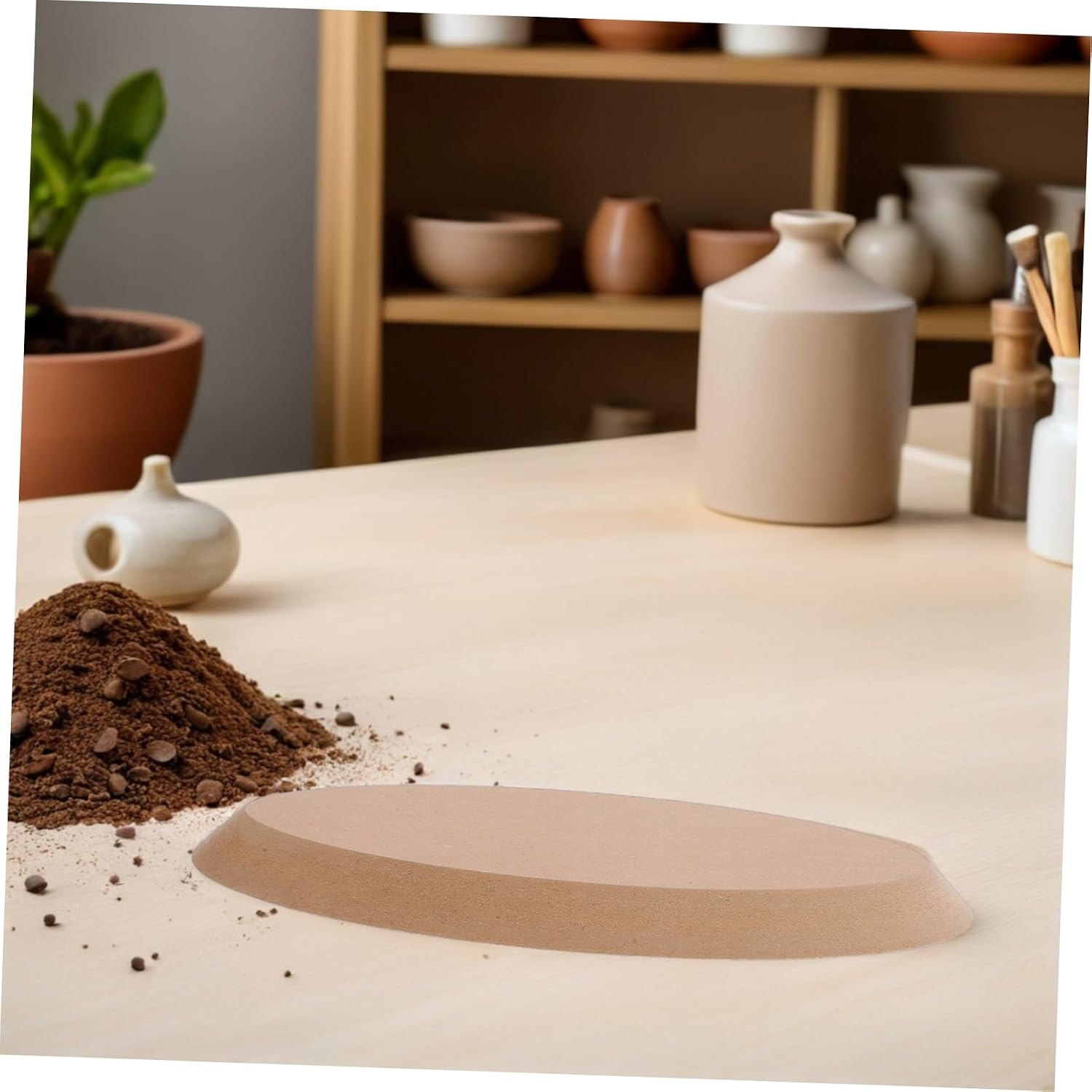 Oval Ceramic Pottery Mold for Clay Plate Making, Khaki