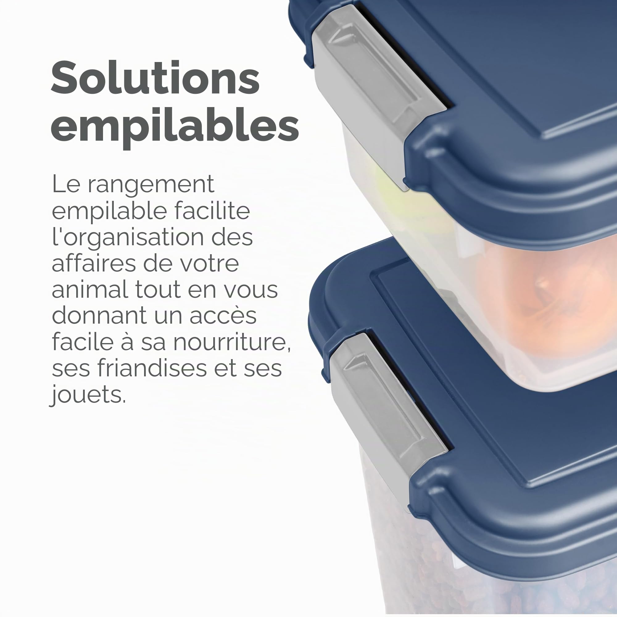 Iris Ohyama, Boîte à Croquette Plastique hermétique pour Animaux avec Roues, Pelle et Couvercle à Rabat, Lot de 2, 35L, MP-8/MP-1, Bleu Gris