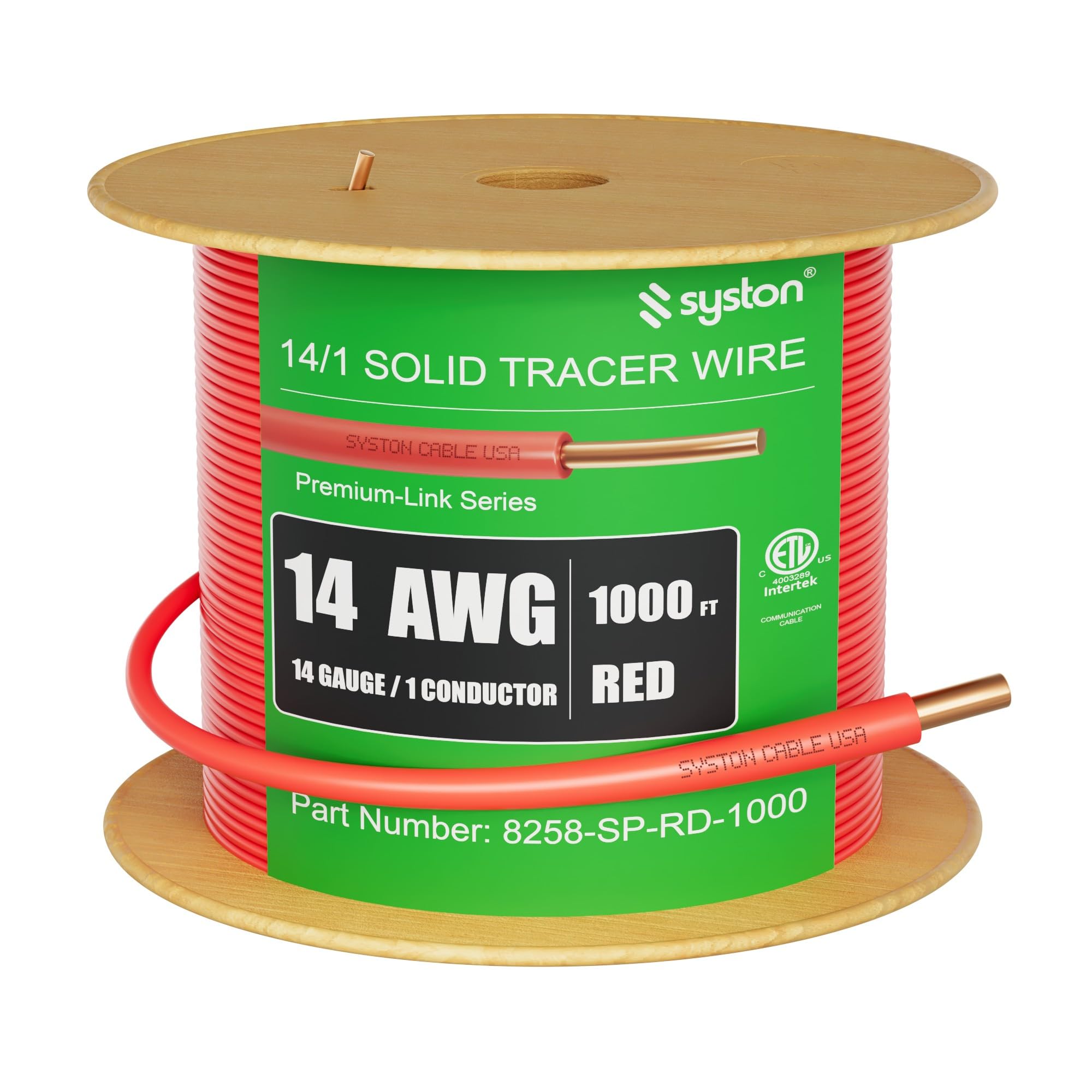 14 AWG Tracer Wire 600V 100% Solid Copper Conductor Direct Burial Underground, Red Tracer Wire for Locating Underground Pipes and Lines Electrical