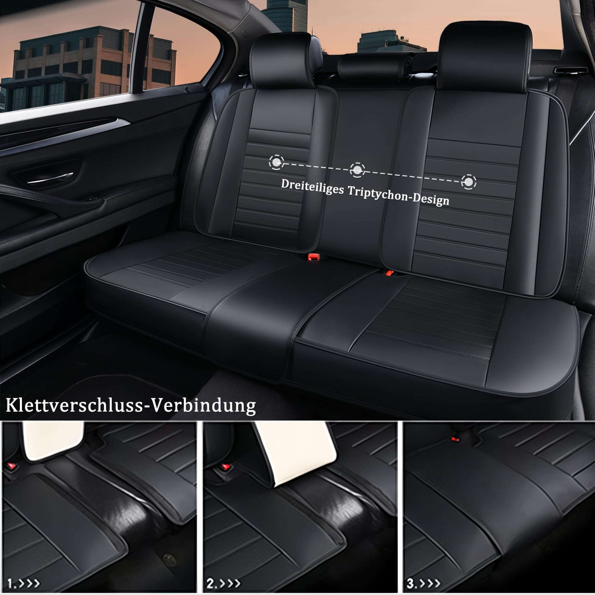 5-częściowy zestaw pokrowców na siedzenia samochodowe, uniwersalne pokrowce na siedzenia samochodowe do VW Amarok, Bora, Golf Plus, SV, Jetta, Passat, Polo, Tiguan, sztuczna skóra, oddychające