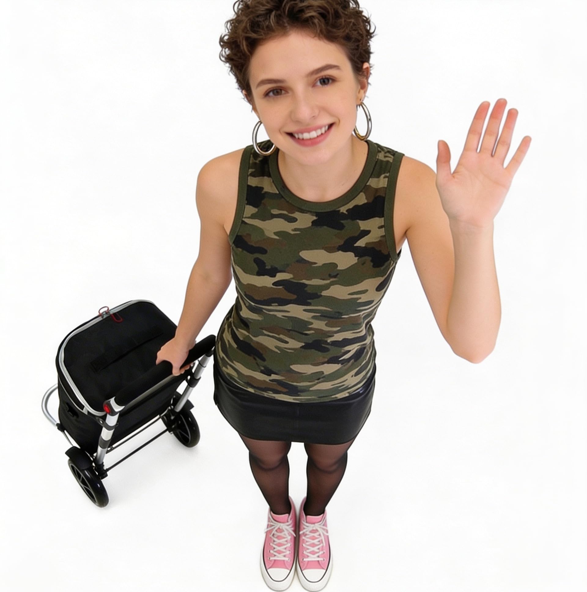 EINKAUFSTROLLEY 40 L faltbar 3in1 mit Kühltasche, schwarz Alurahmen frisch klappbar, robust kugelgelagert