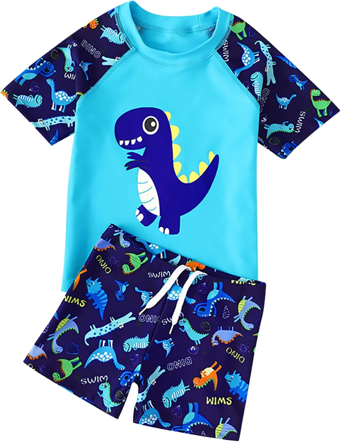 Toddler Boy 2 Piece Swim Set Short Sleeve Rash Guard Shirt Trunks