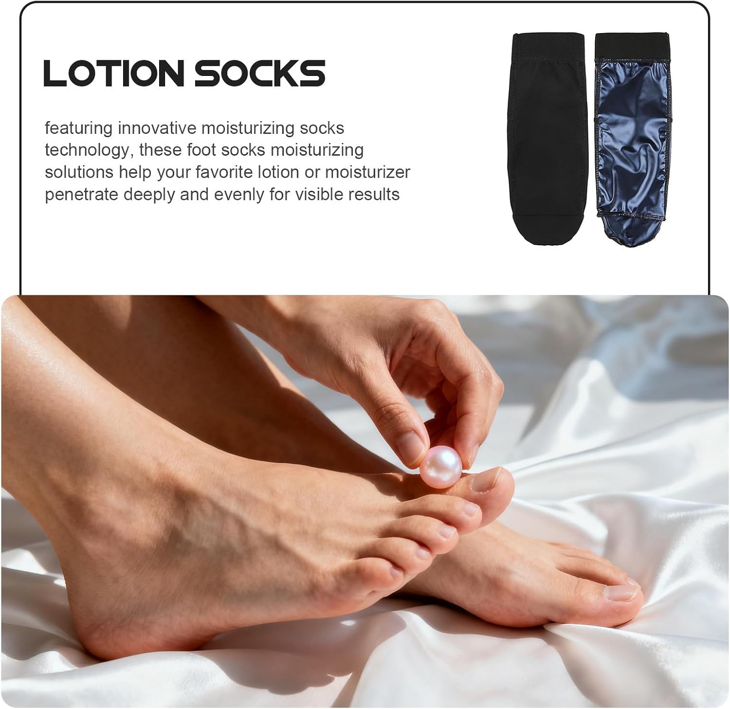 1 Pair Moisturizing Spa Socks for Women Overnight Foot Mask Socks with Lotion for Dry Cracked Heels and Feet, Soft Gel Heel Sleeves for Deep Hydration and Skin Care