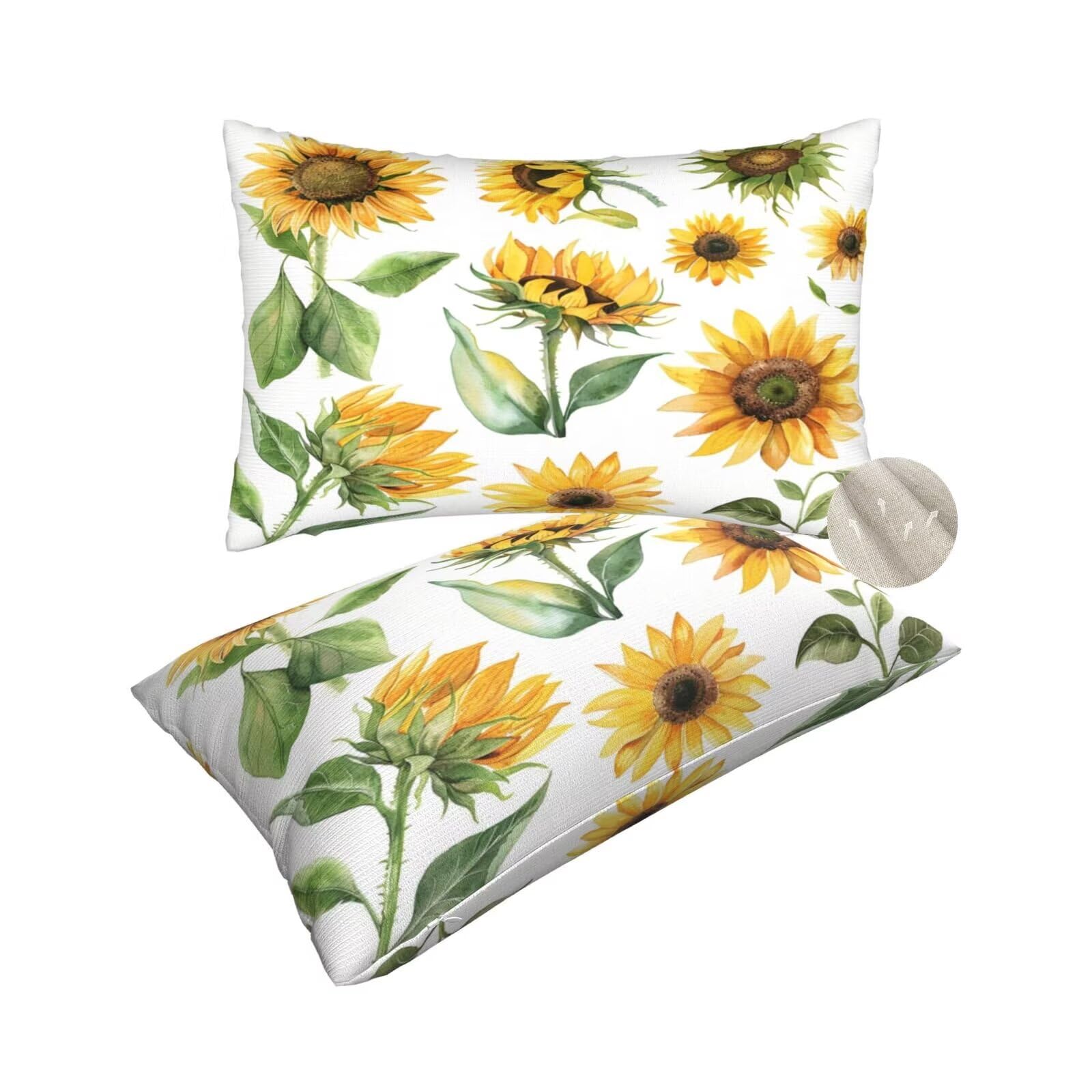 Housses de coussin jaune 50x70 cm au motif le tournesol avec taie rectangulaire zt11
