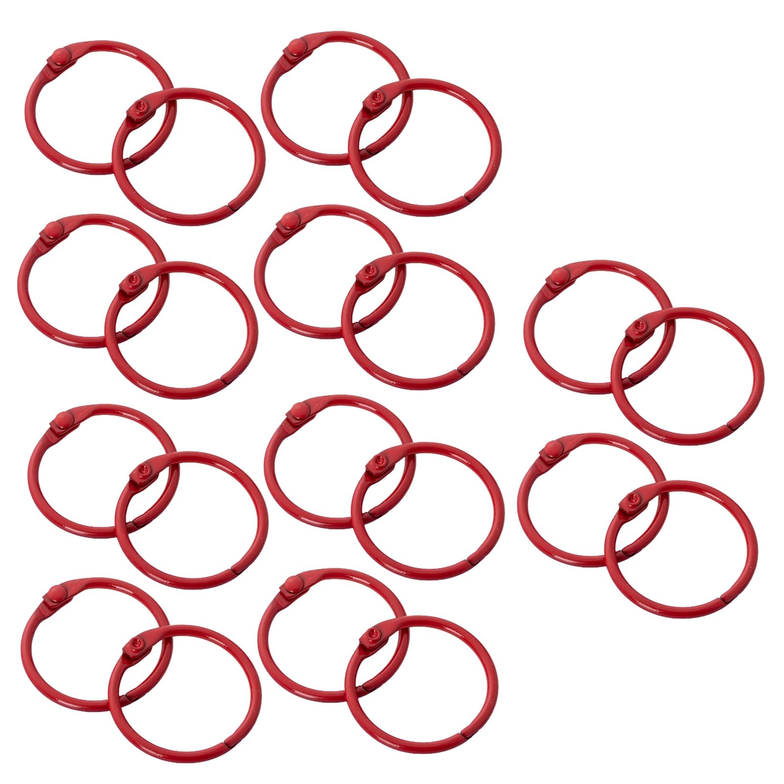 20 anelli for raccoglitori, diametro 3 cm, for libri, in metallo, fai da te, for casa, scuola, ufficio, libretti, carte, file, rosso, raccoglitore ad(Red)