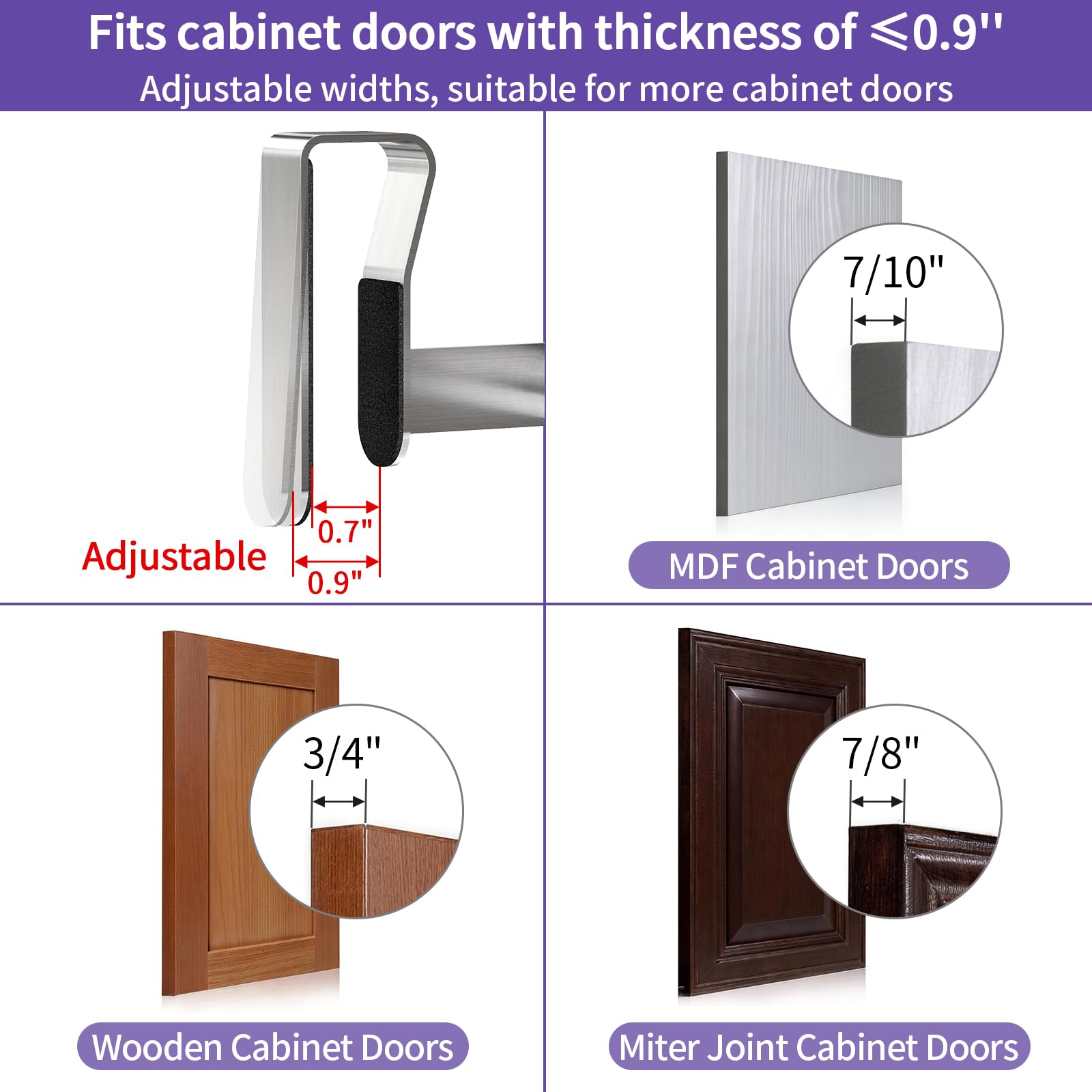 Kitchen Cabinet Towel Holders - 2 Pack -3