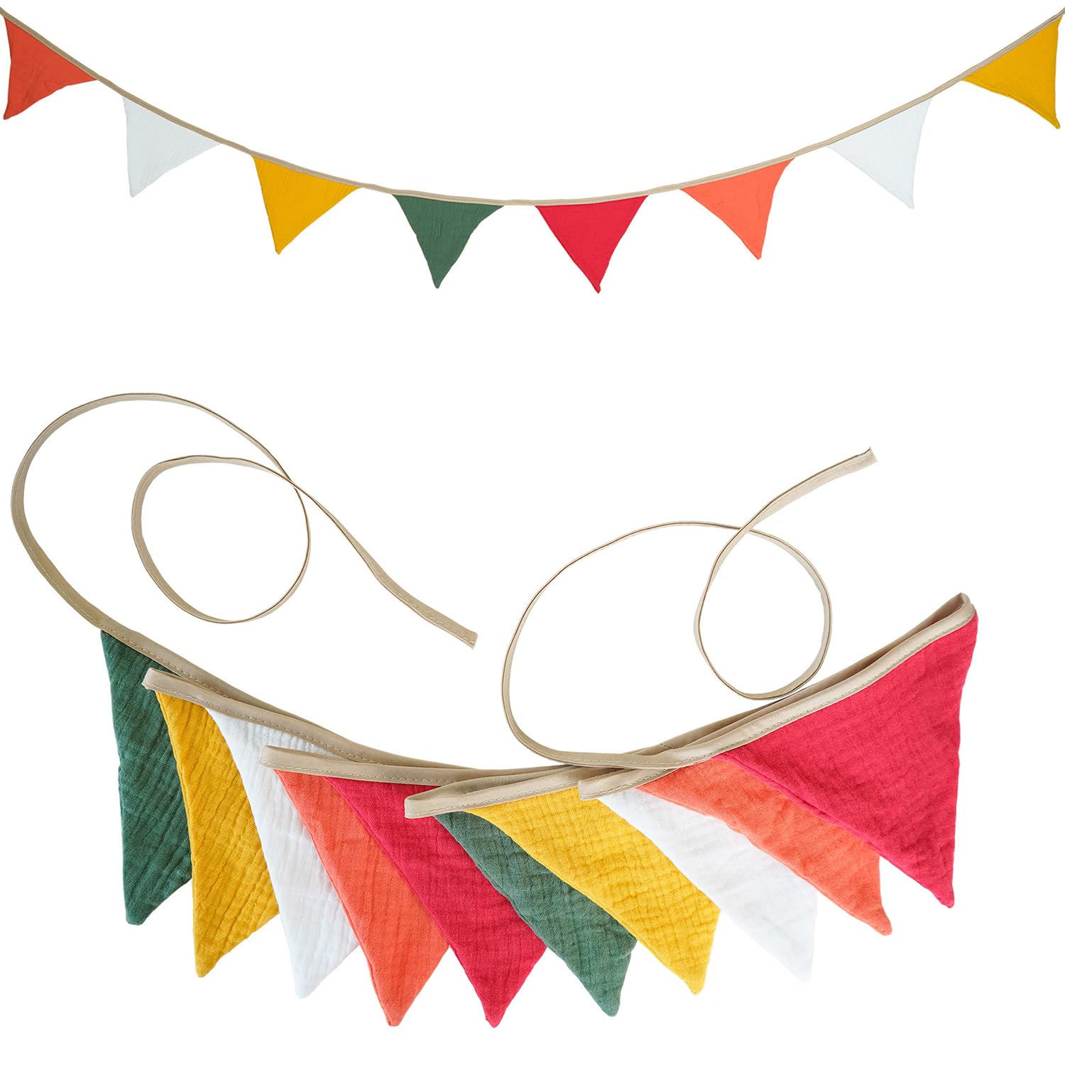 HIVTE Baby Bunting Garland - Nursery Decor, Double Sided Cotton Banner for Birthday, Wedding Shower, Garden Party, Boys Girls Bedroom Decoration (Christmas Red）